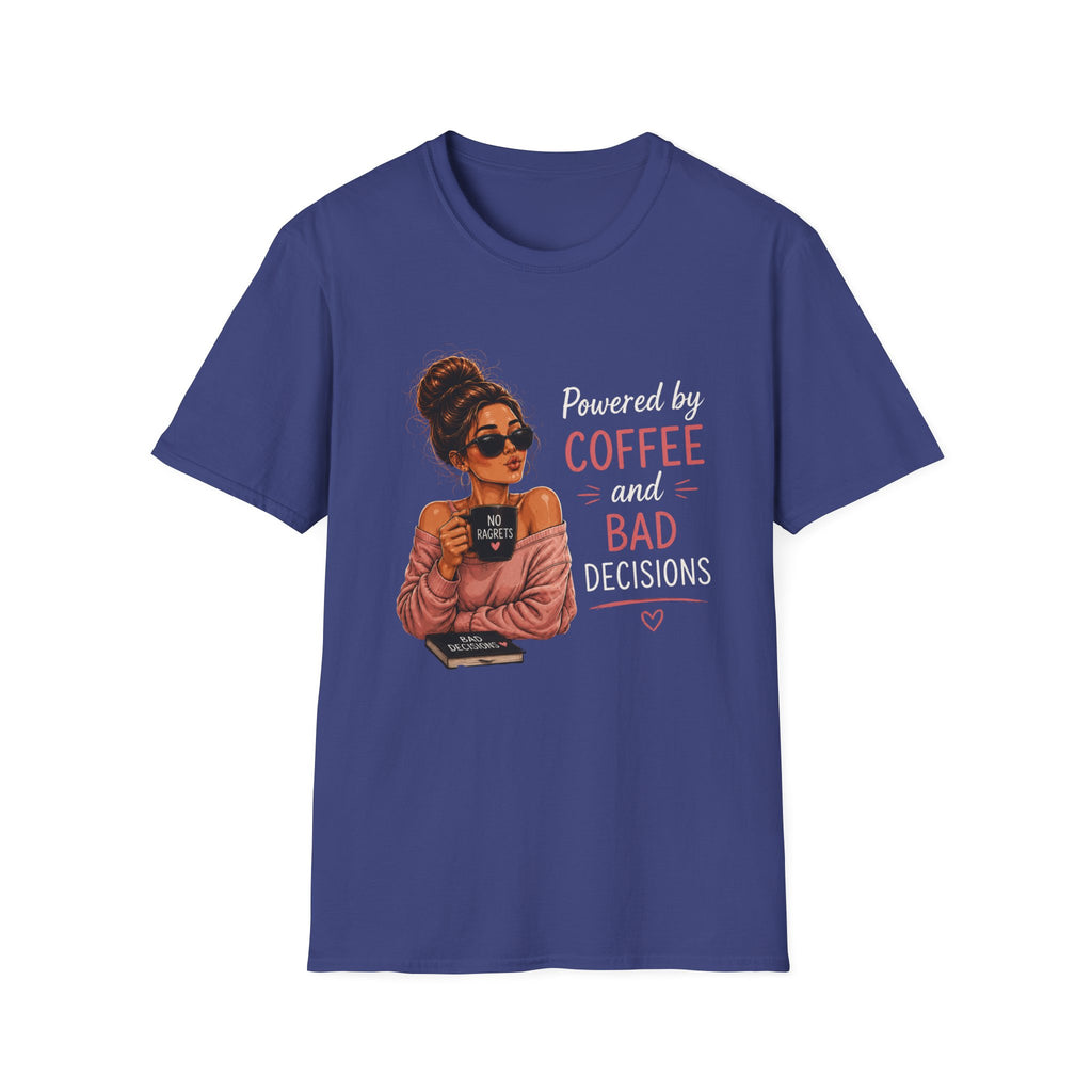 Powered by Coffee and Bad Decisions – Funny Coffee Lover Women's Design