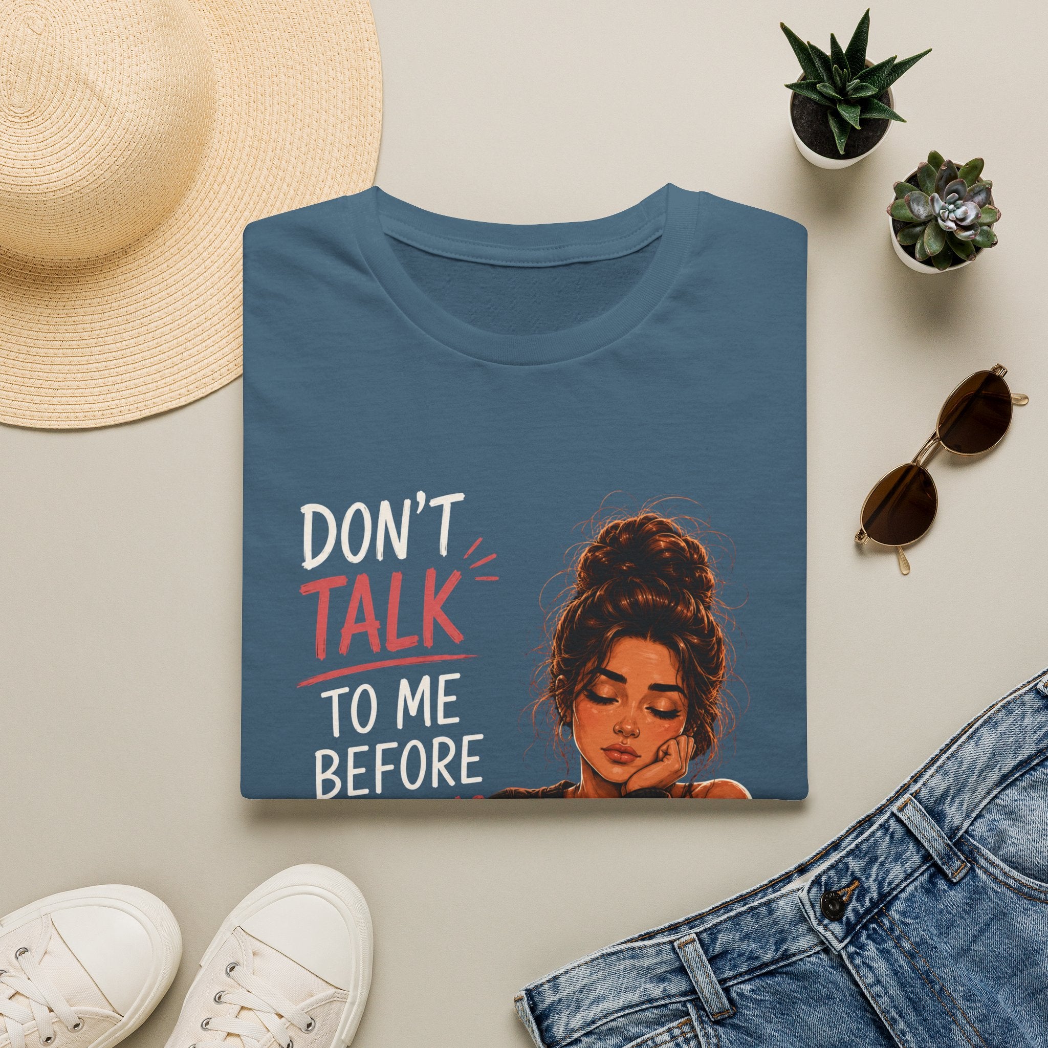 Don’t Talk To Me Before Morning Coffee T-Shirt — Funny Coffee Lover Tee  Women's Design