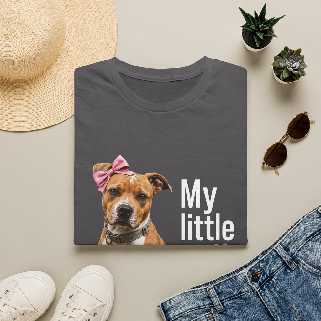 My Little Girl Dog T-Shirt — Cute Pet Mom Tee with Bow & Paw Print