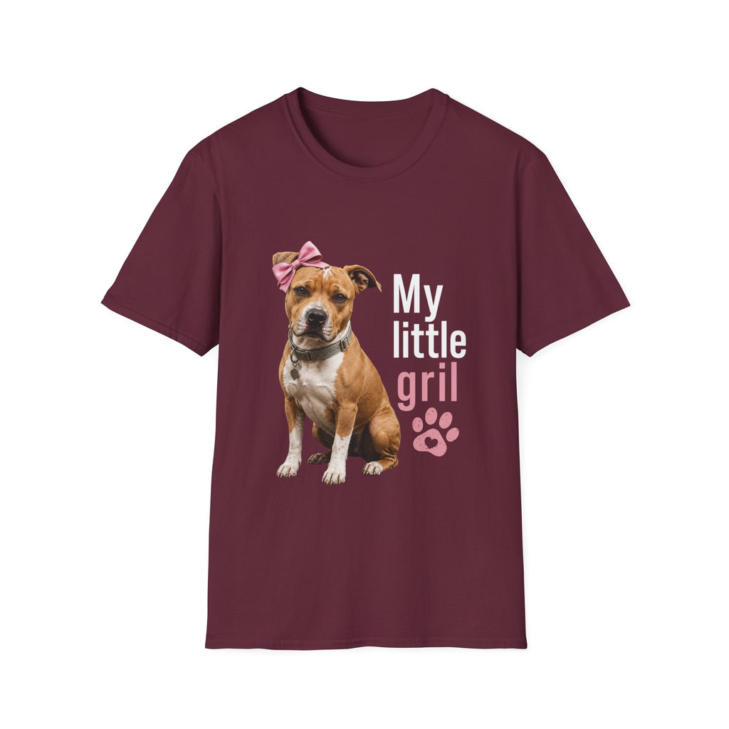 My Little Girl Dog T-Shirt — Cute Pet Mom Tee with Bow & Paw Print