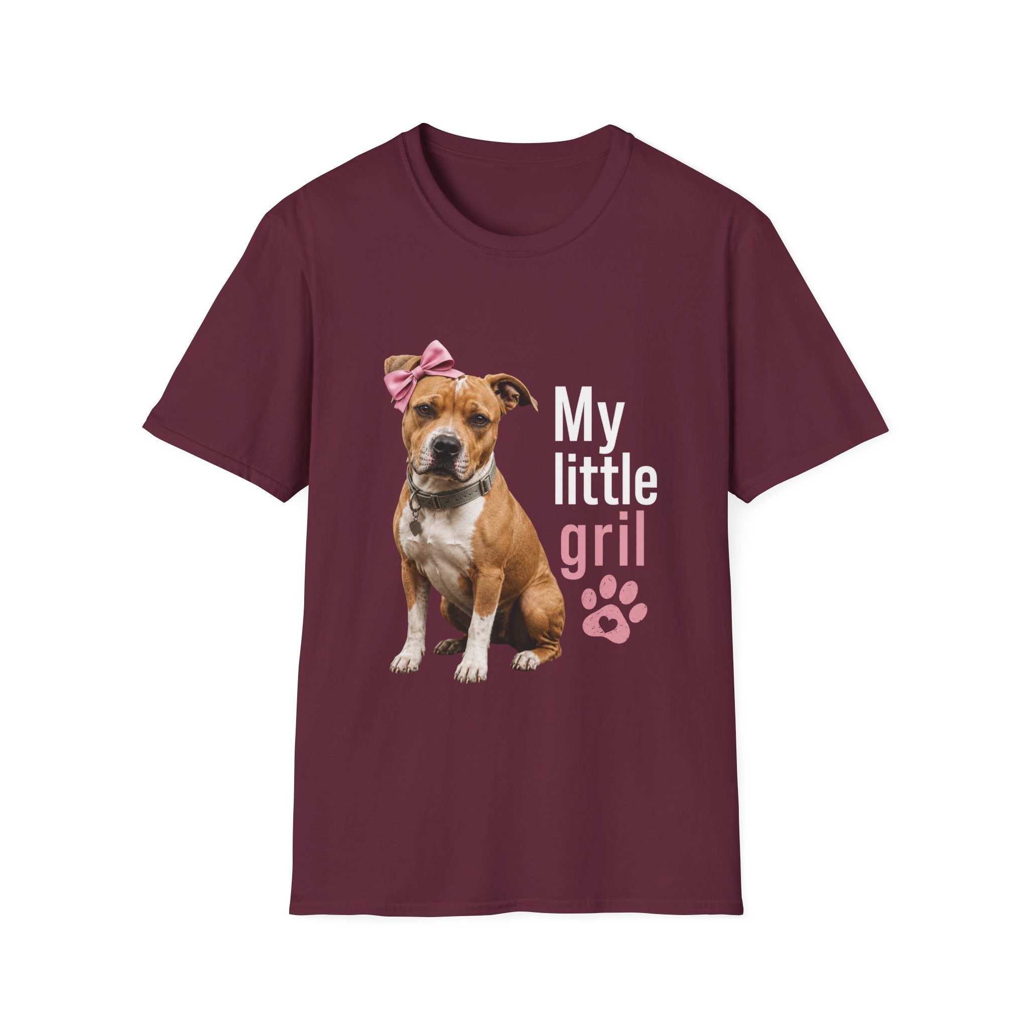 My Little Girl Dog T-Shirt — Cute Pet Mom Tee with Bow & Paw Print
