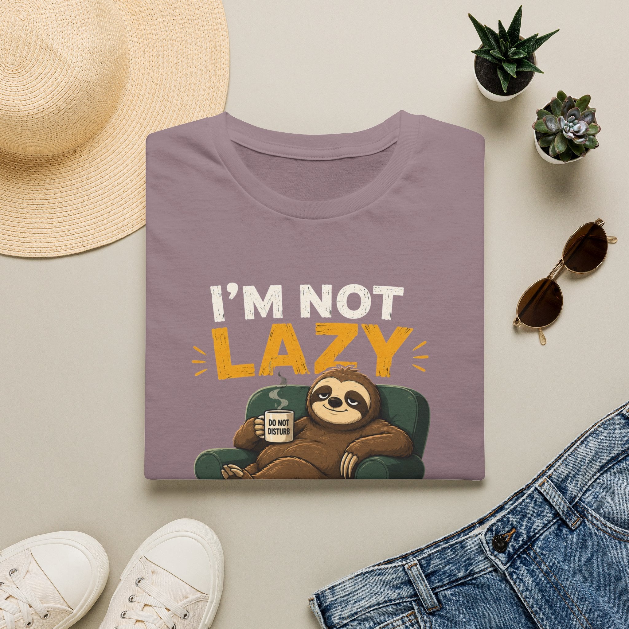 I'm Not Lazy, I'm on Energy Saving Mode – Funny Sloth Coffee Lover Design — Energy Saving Mode Graphic Tee