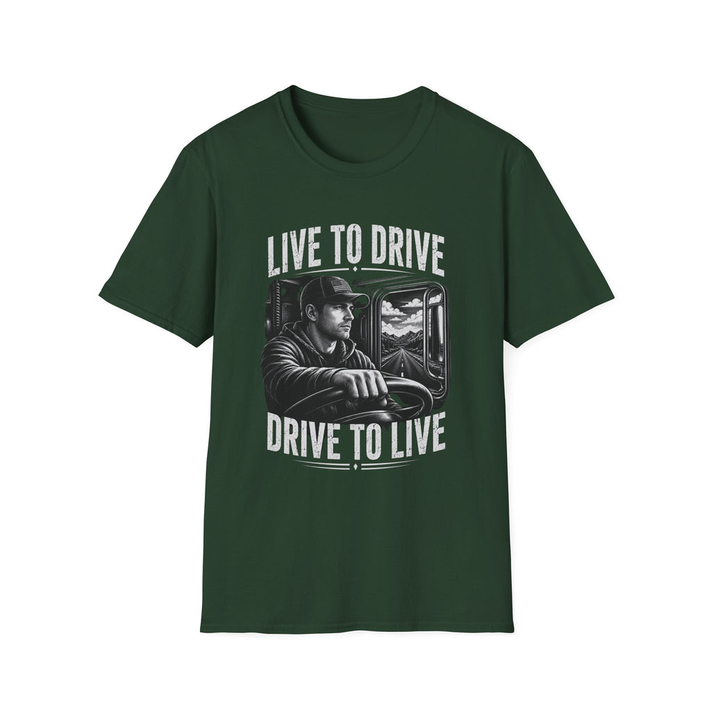 Live to Drive Trucker T‑Shirt — ‘Live to Drive, Drive to Live’ Graphic Tee