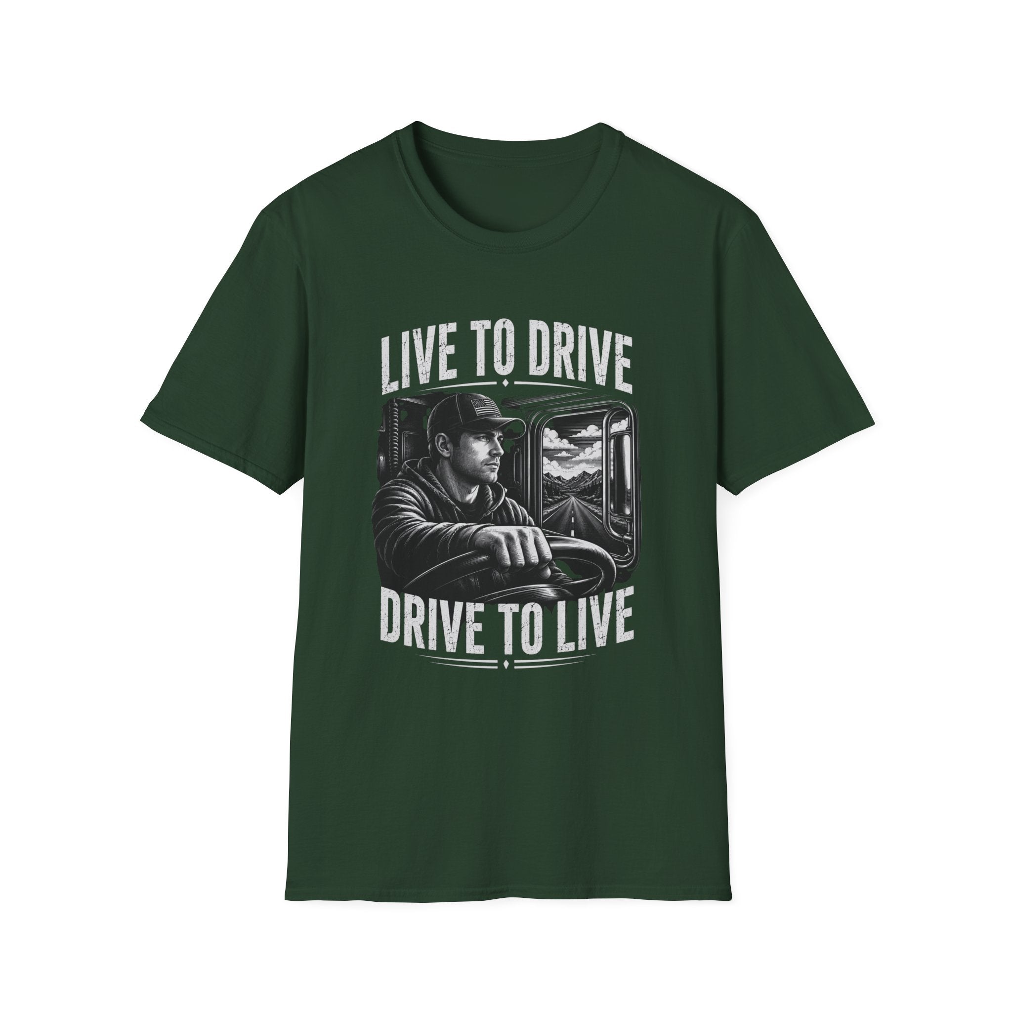 Live to Drive Trucker T‑Shirt — ‘Live to Drive, Drive to Live’ Graphic Tee