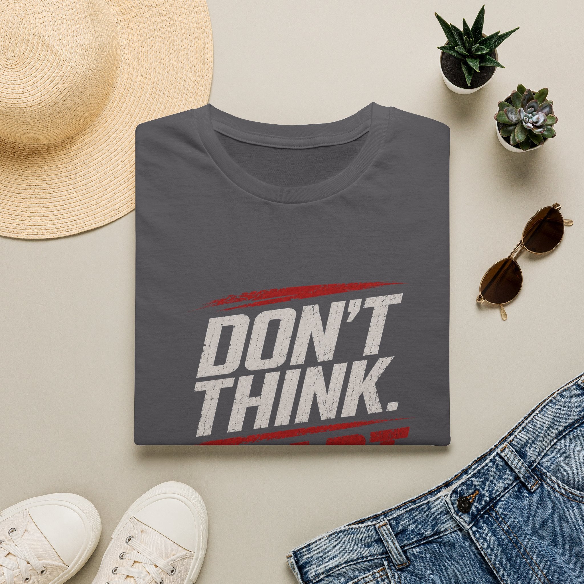 "Don't Think. Start Today." Inspirational  Tee -  Minimalist Motivational Quote T-Shirt