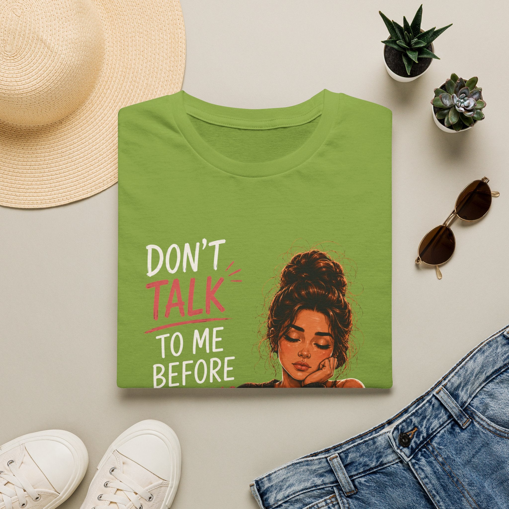 Don’t Talk To Me Before Morning Coffee T-Shirt — Funny Coffee Lover Tee  Women's Design