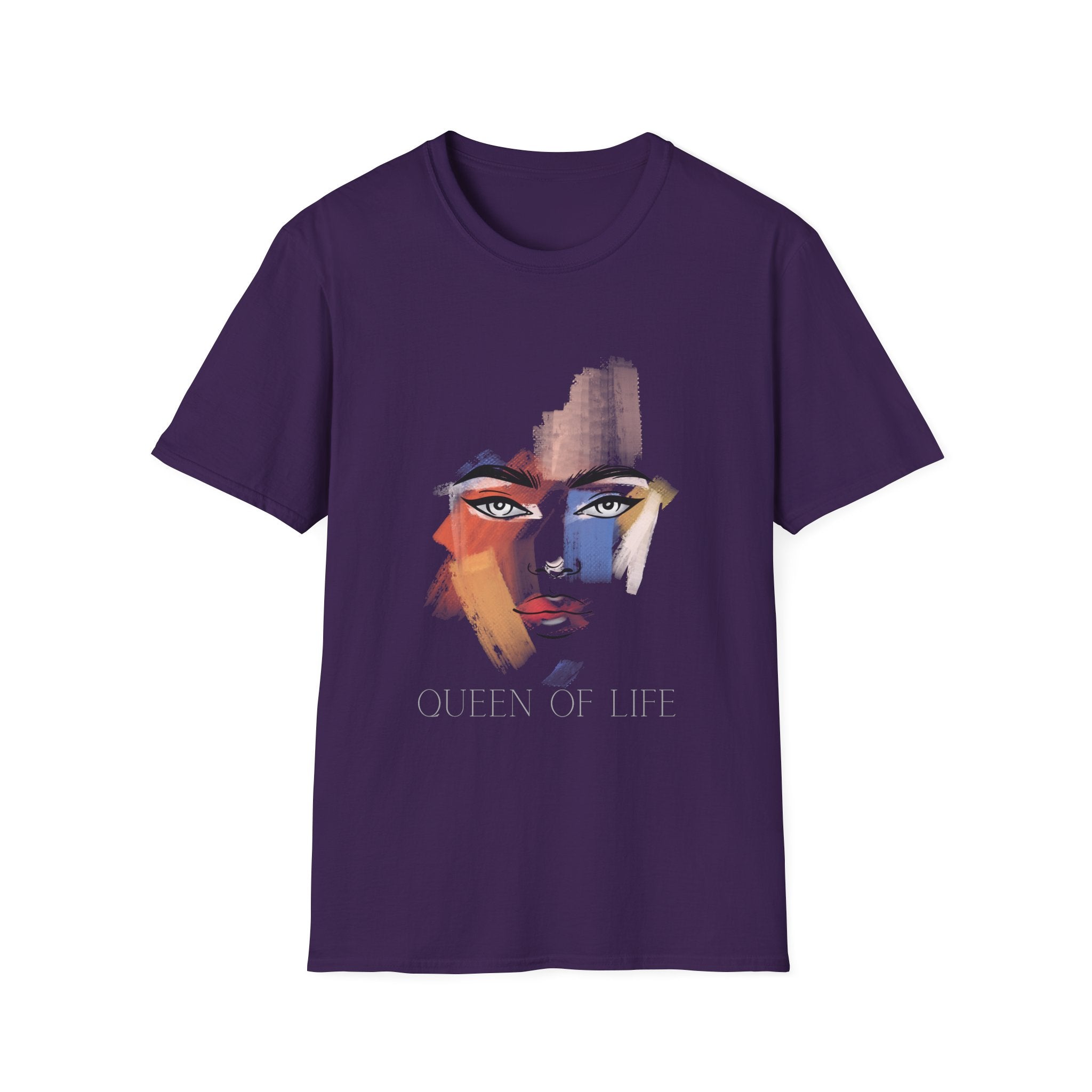 Abstract Painted Face T-Shirt — "Queen of Life" Artistic Graphic Tee