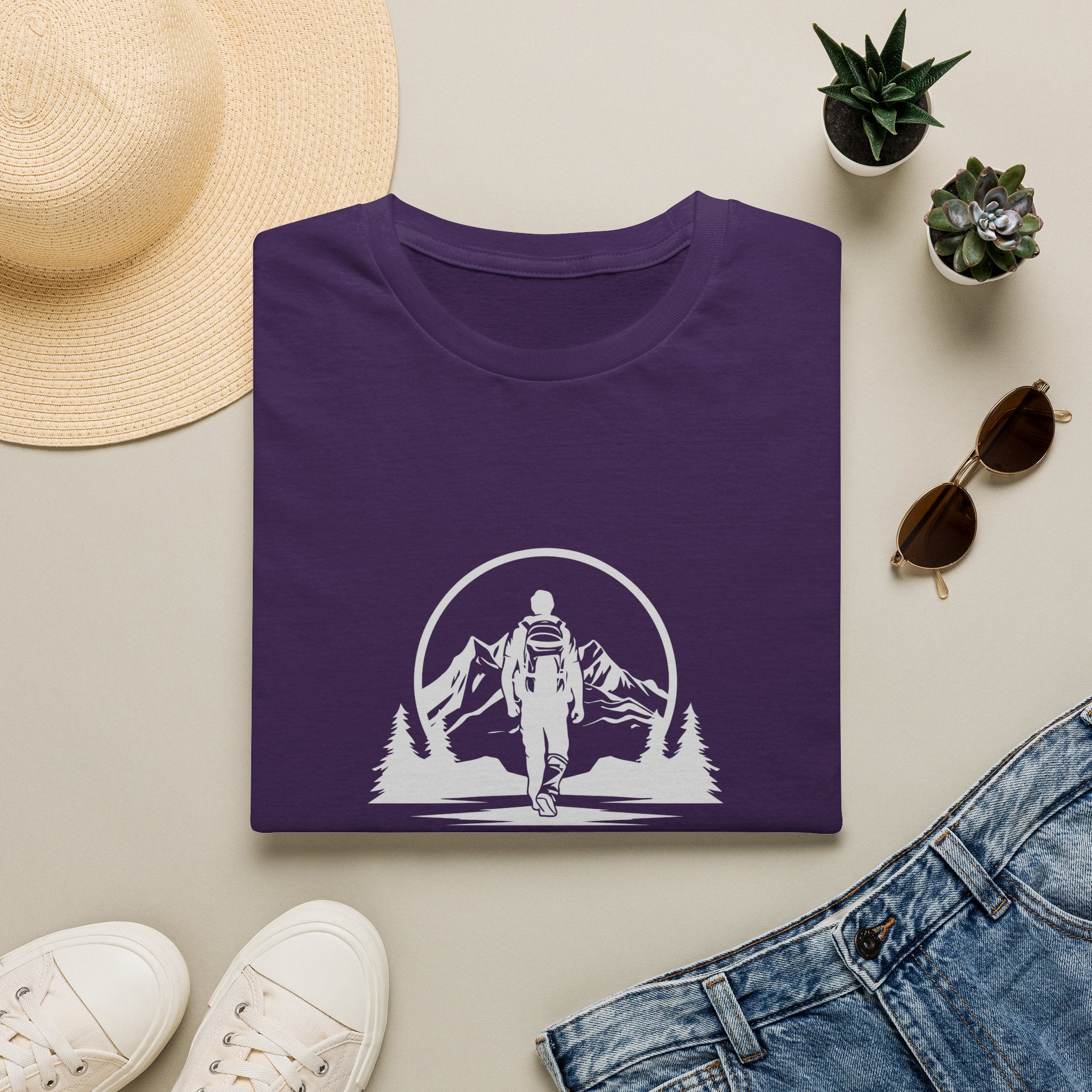 Astronaut Hiking T-Shirt — “The Mountains Are Calling” Adventure Tee