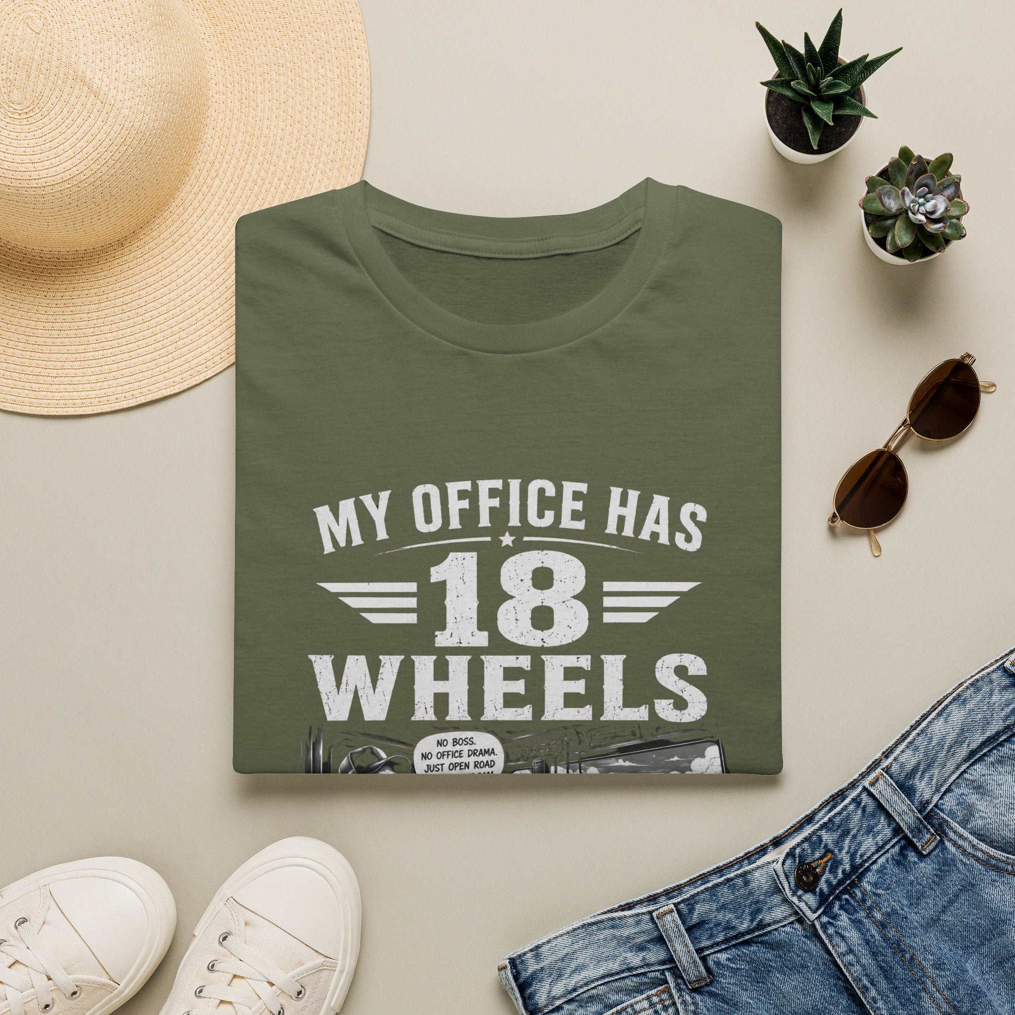 My Office Has 18 Wheels T-Shirt — Truck Driver Trucker Cab Life Tee