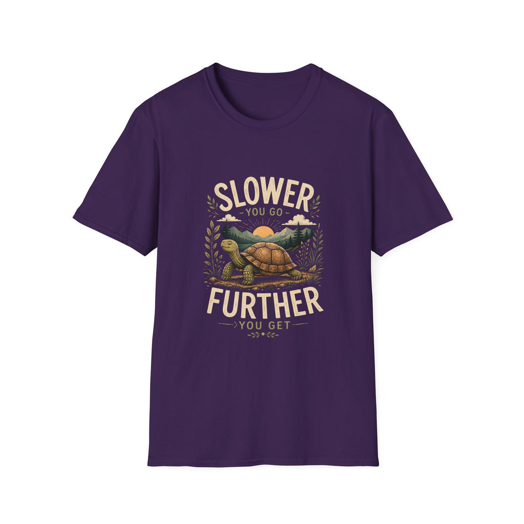 Slower You Go T-Shirt — Retro Turtle 'Slower You Go, Further You Get' Relaxed Tee
