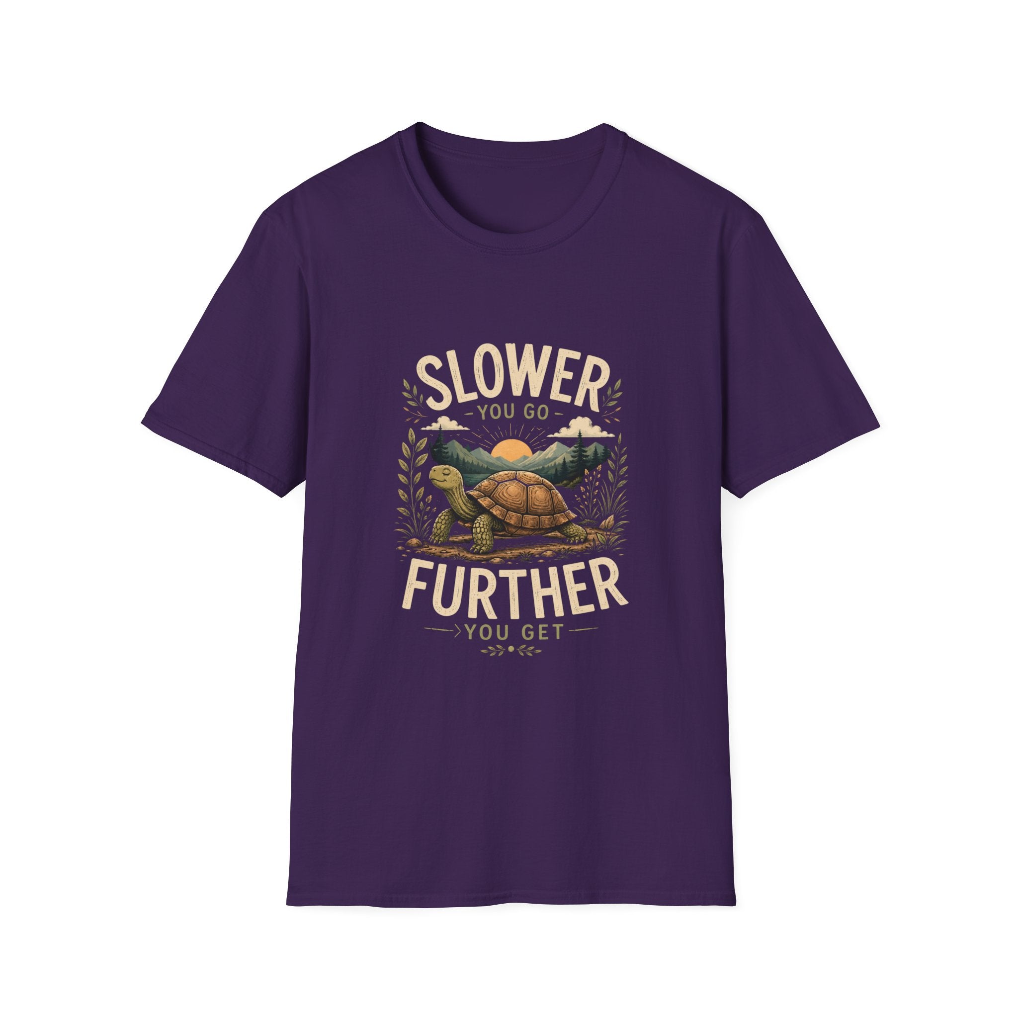 Slower You Go T-Shirt — Retro Turtle 'Slower You Go, Further You Get' Relaxed Tee