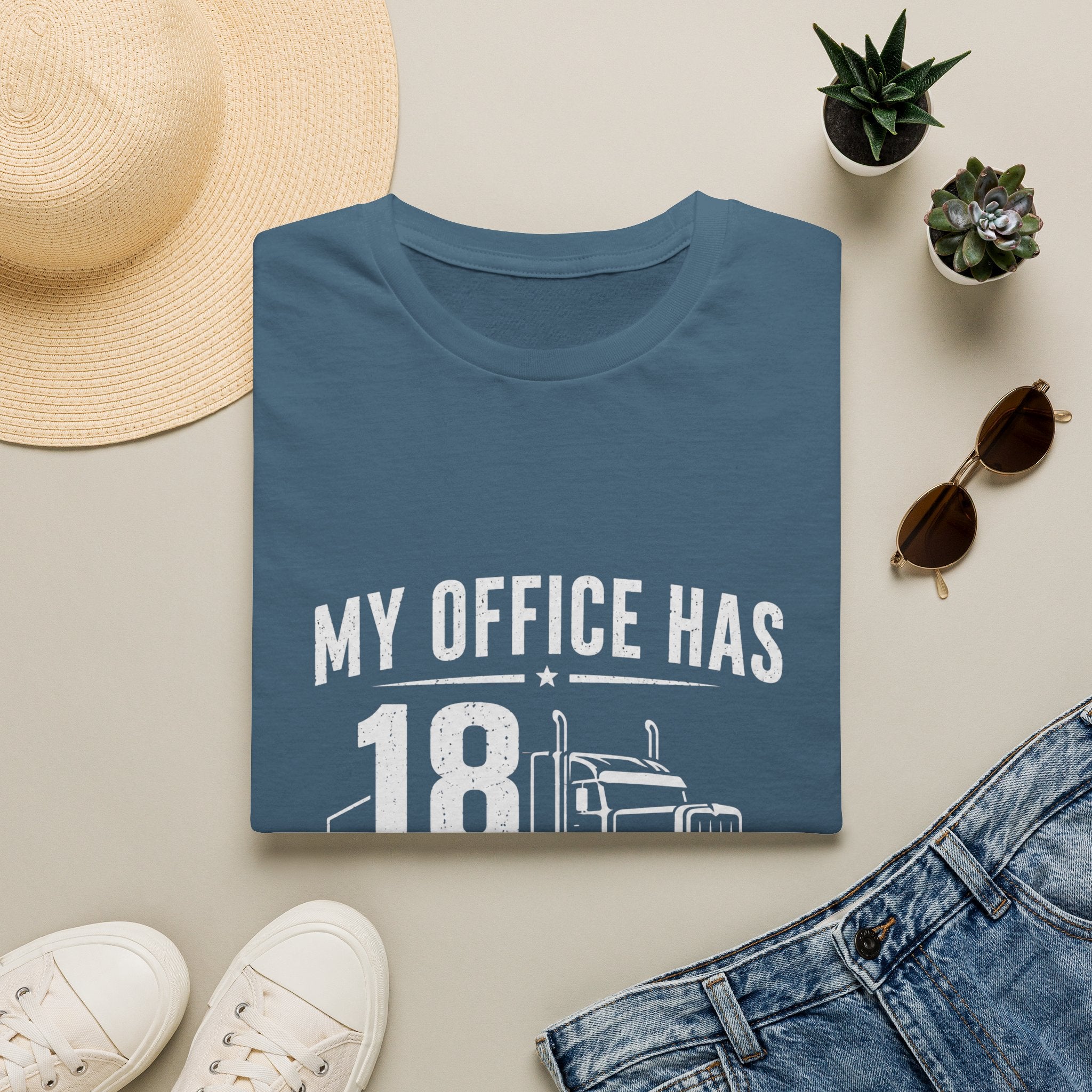 My Office Has 18 Wheels T-Shirt — Trucker Semi Truck Graphic Tee  – Long Haul Trucker Shirt