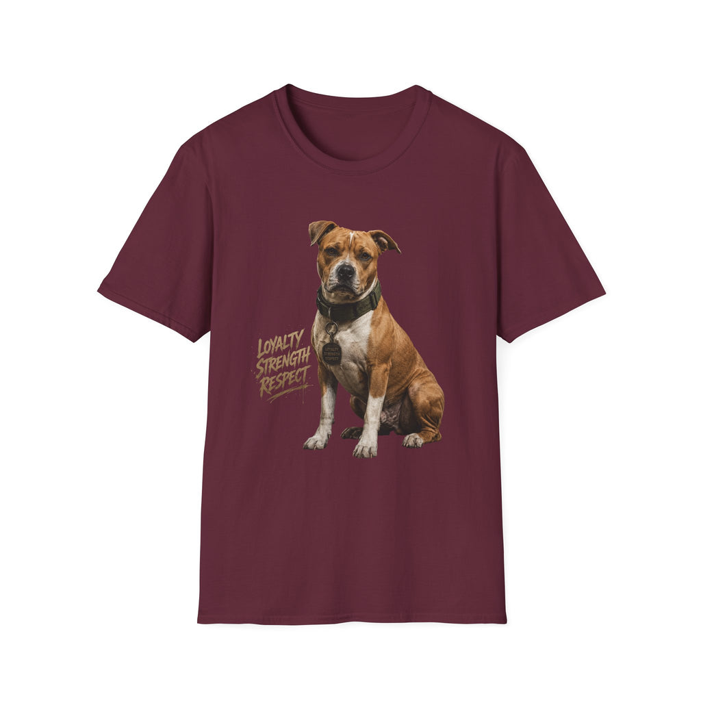 Pit Bull Loyalty Graphic T-Shirt — "Loyalty Strength Respect" Dog Tee