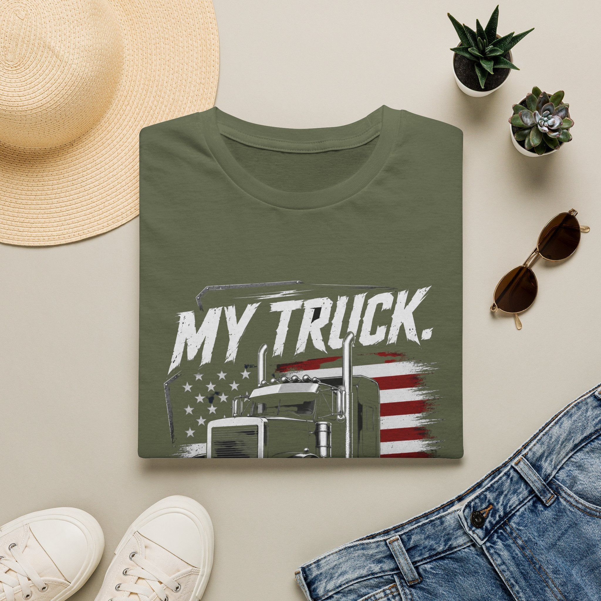 My Truck My Rules T‑Shirt — Patriotic Semi Truck Driver Tee - American Truck Driver Vintage Design