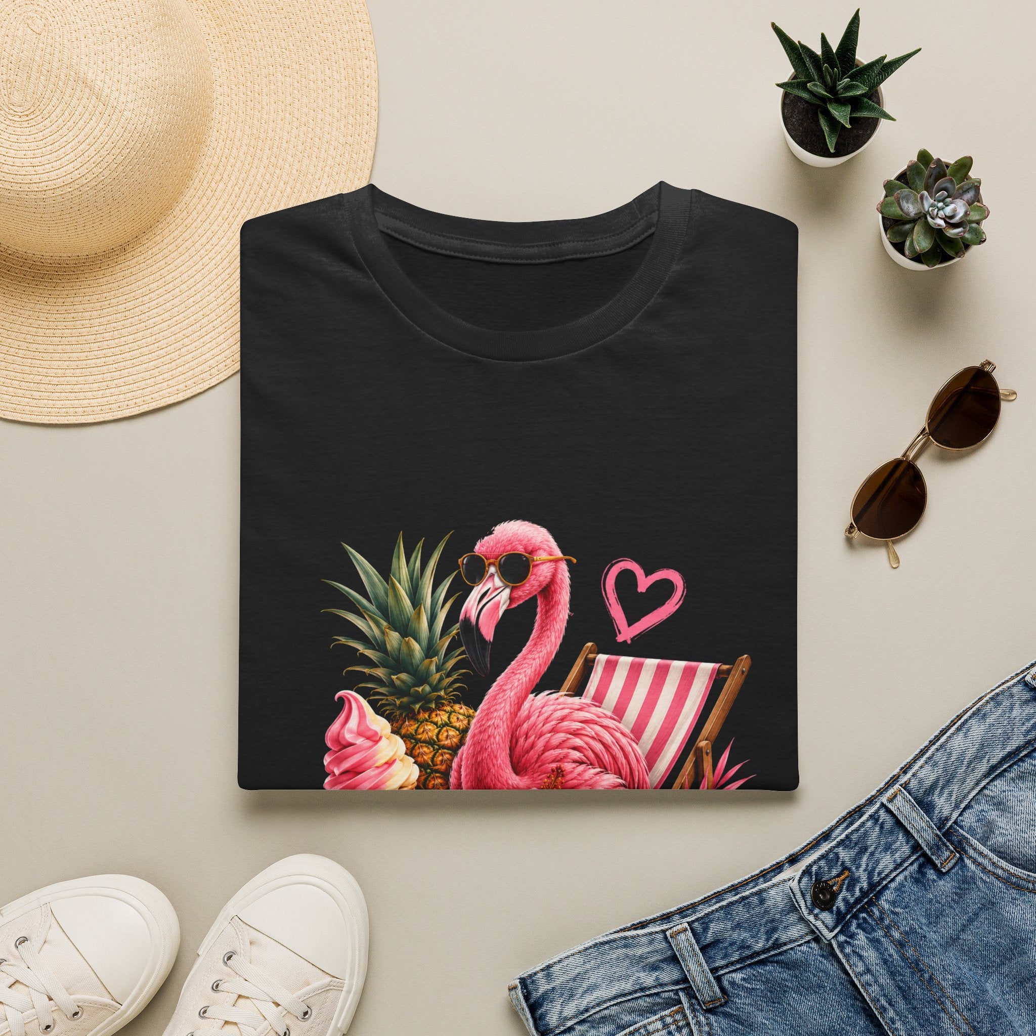 Flamingo Summer T-Shirt — Tropical Pineapple Beach Vibes