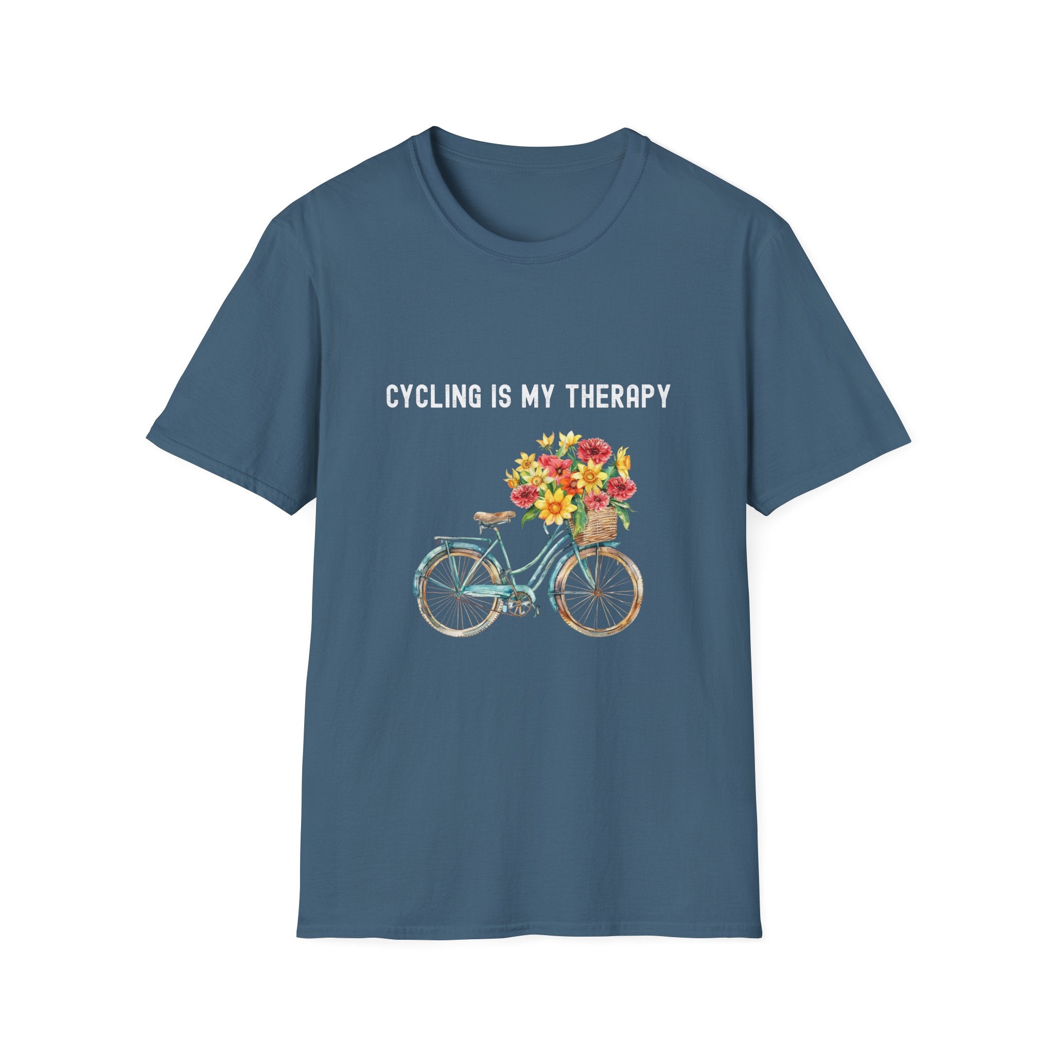 Cycling Is My Therapy T-Shirt — Floral Bike Tee for Biking Enthusiasts