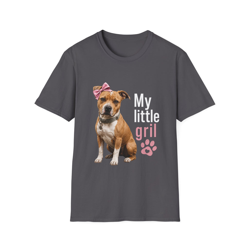 My Little Girl Dog T-Shirt — Cute Pet Mom Tee with Bow & Paw Print