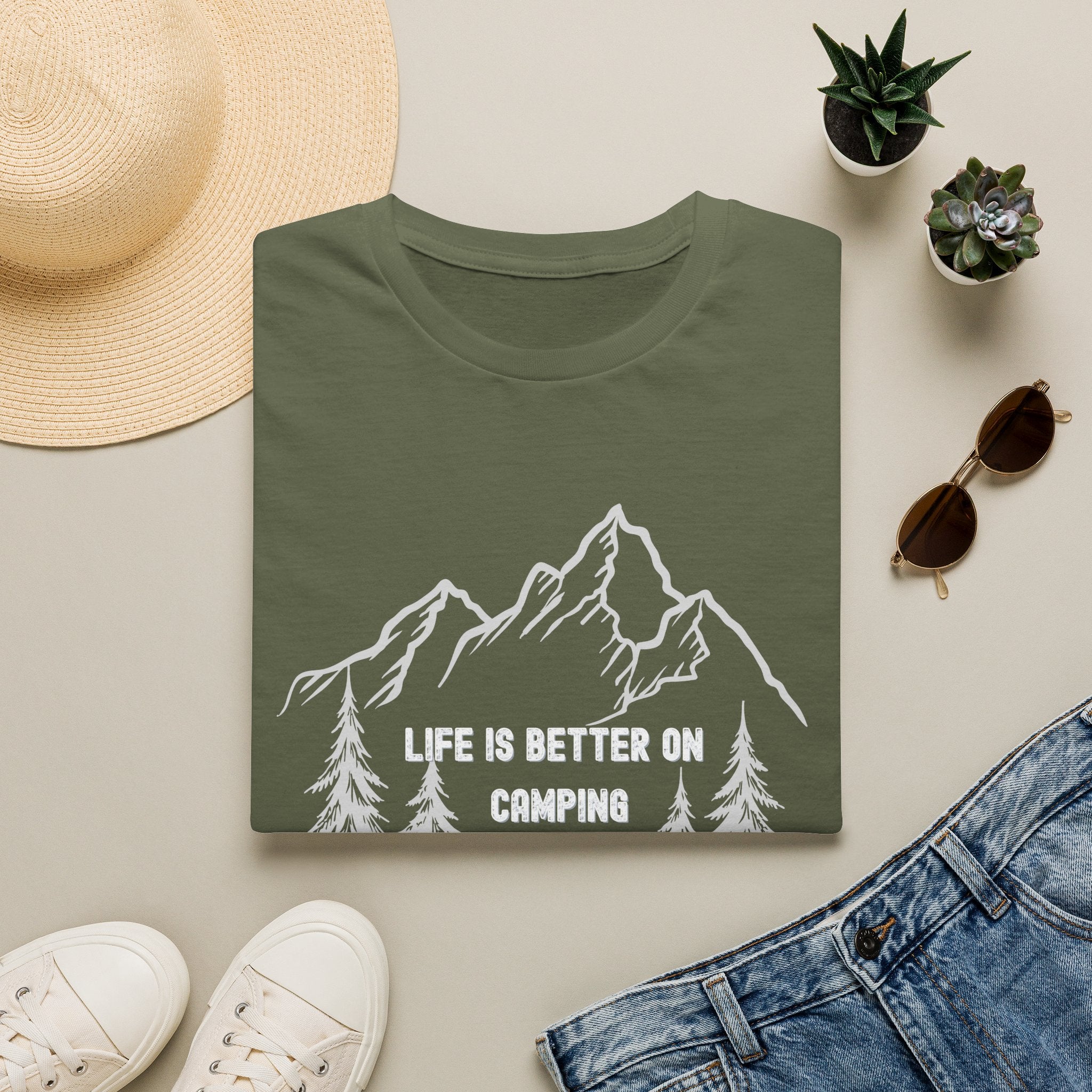 Camping T-Shirt - "Life Is Better On Camping" Mountain & Tent Graphic