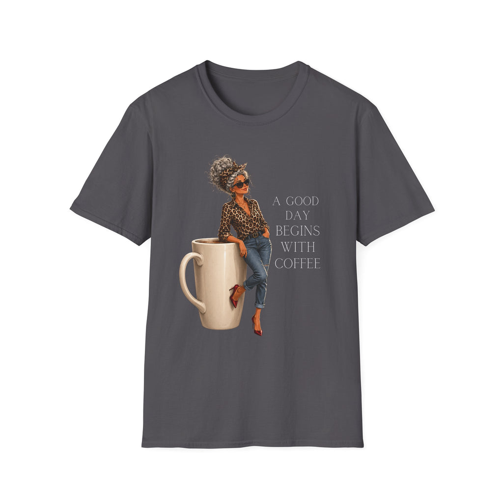 Coffee Morning T-Shirt — "A Good Day Begins With Coffee" Graphic Tee