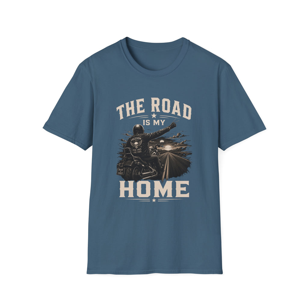 Road Is My Home Motorcycle T-Shirt — Vintage Biker Travel Tee-  Vintage Freedom Design