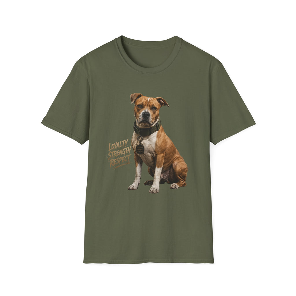 Pit Bull Loyalty Graphic T-Shirt — "Loyalty Strength Respect" Dog Tee
