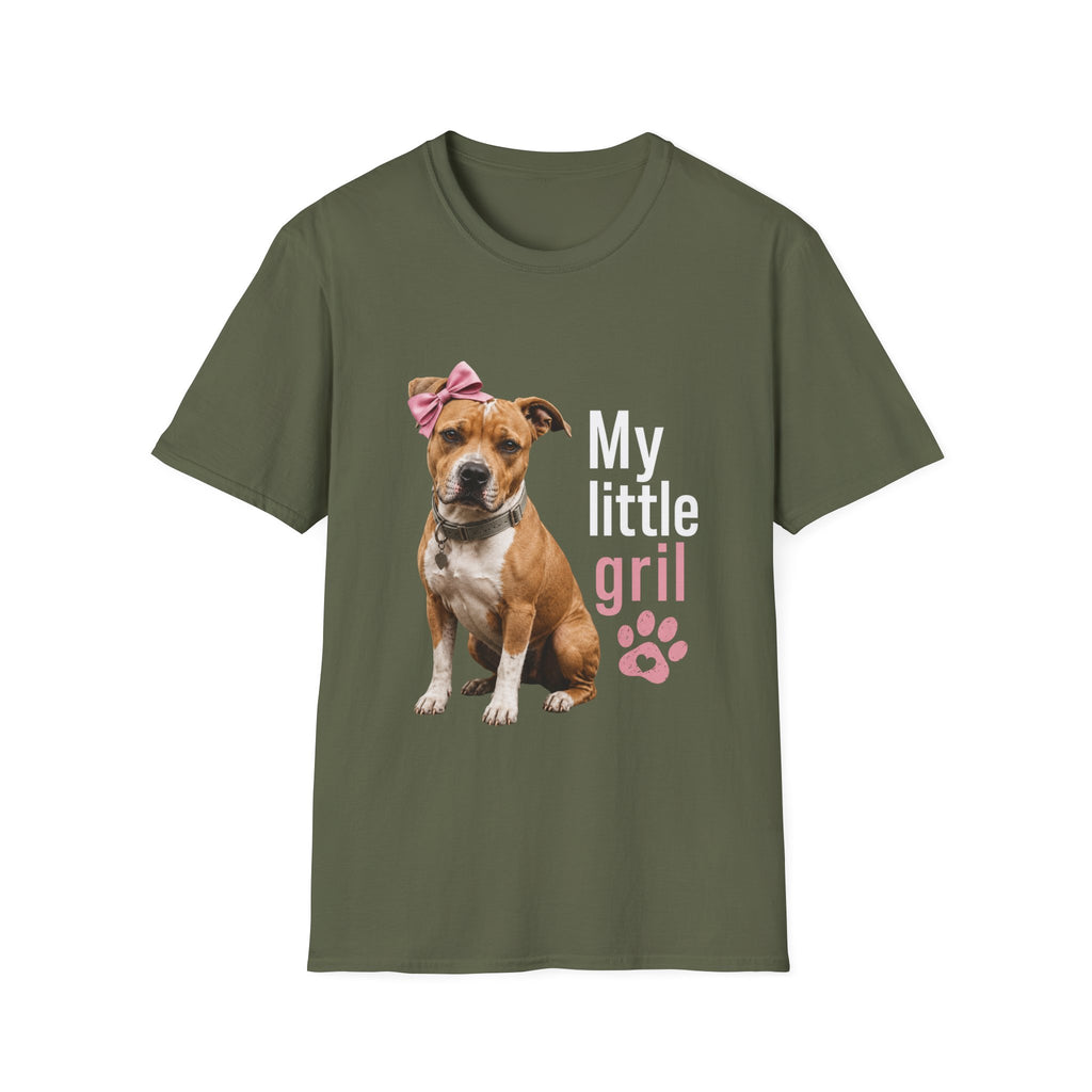 My Little Girl Dog T-Shirt — Cute Pet Mom Tee with Bow & Paw Print