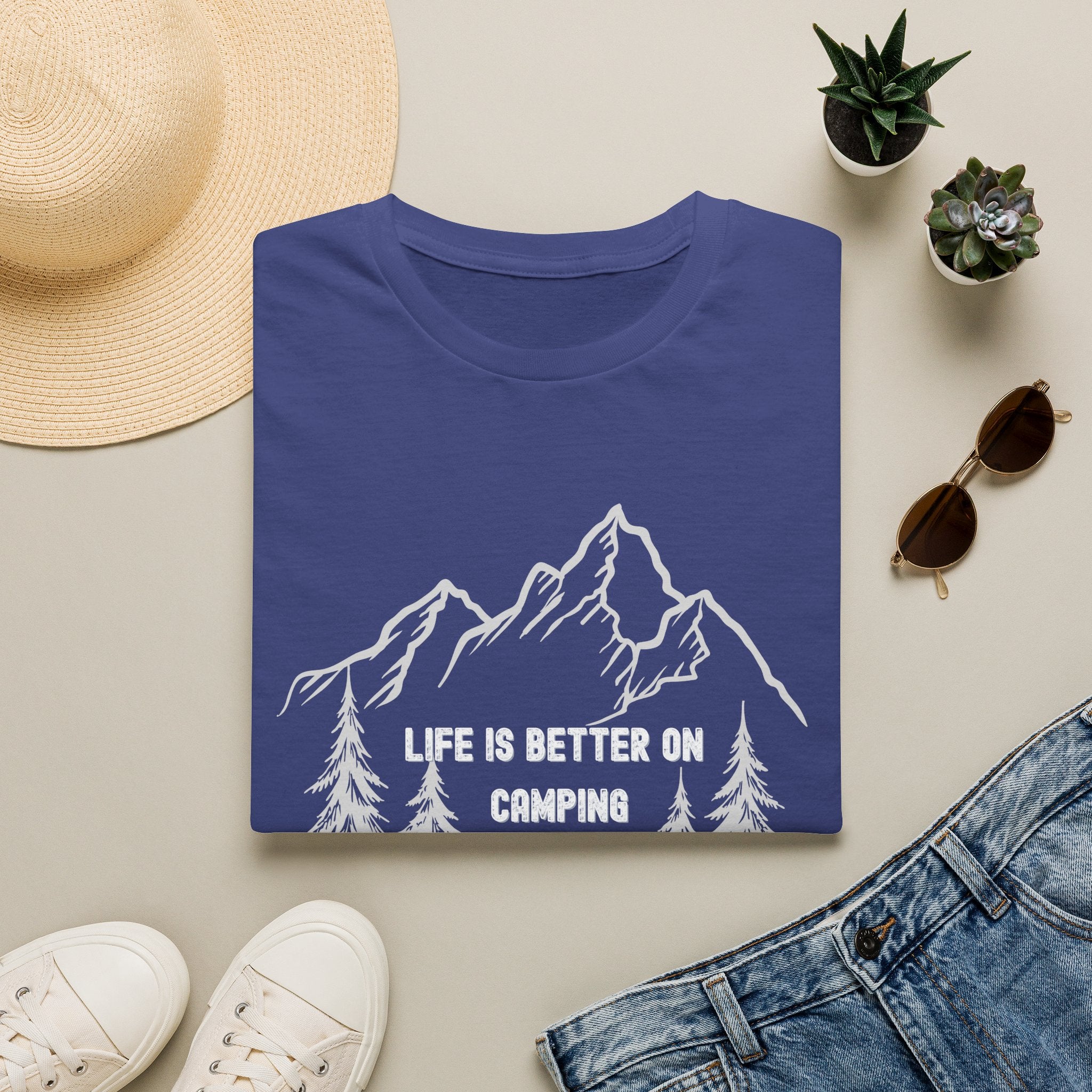 Camping T-Shirt - "Life Is Better On Camping" Mountain & Tent Graphic