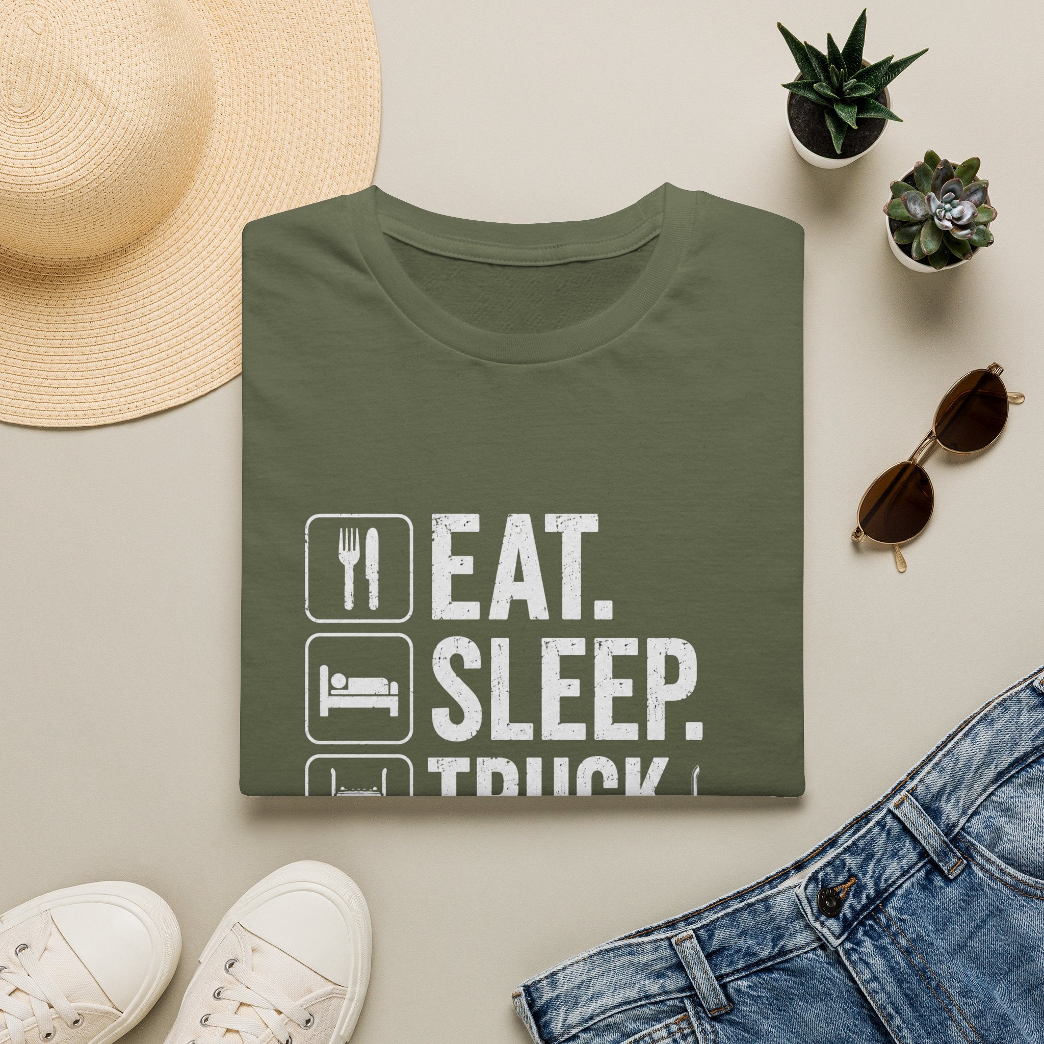 Eat. Sleep. Truck. Repeat. T-Shirt — Trucker Life Graphic Tee - Funny Truck Driver Lifestyle Design