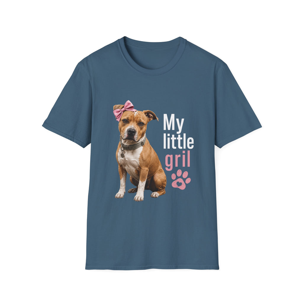 My Little Girl Dog T-Shirt — Cute Pet Mom Tee with Bow & Paw Print