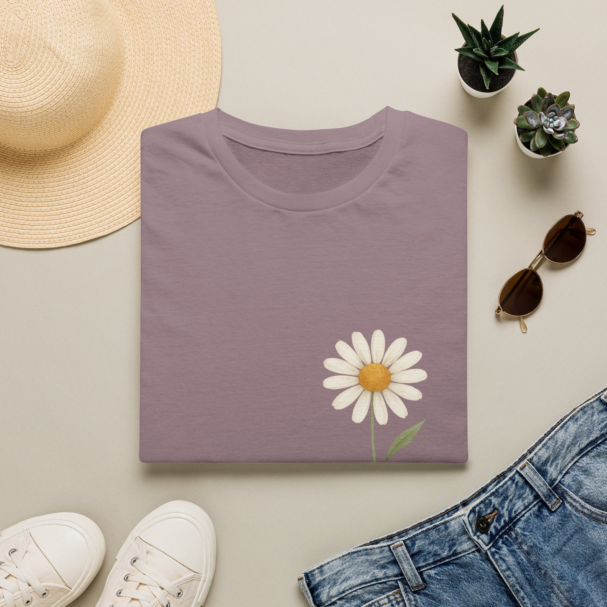 Daisy 'Be Yourself' T-Shirt — Minimal Floral Graphic Tee