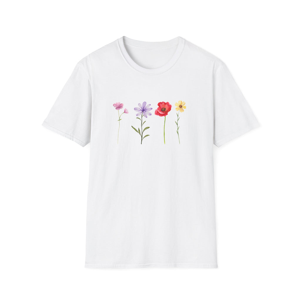 Delicate Wildflower Collection – Watercolor Botanical Floral Illustration Tee