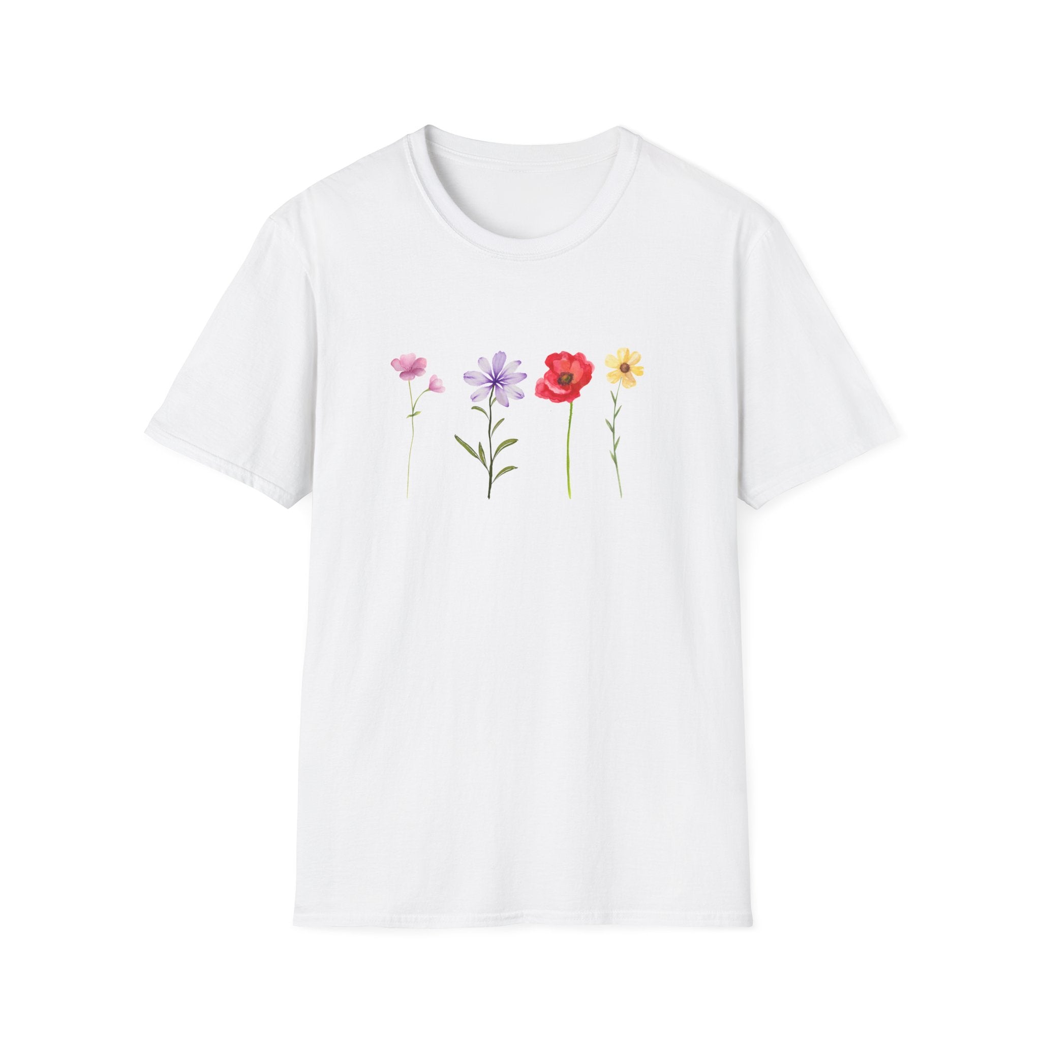 Delicate Wildflower Collection – Watercolor Botanical Floral Illustration Tee