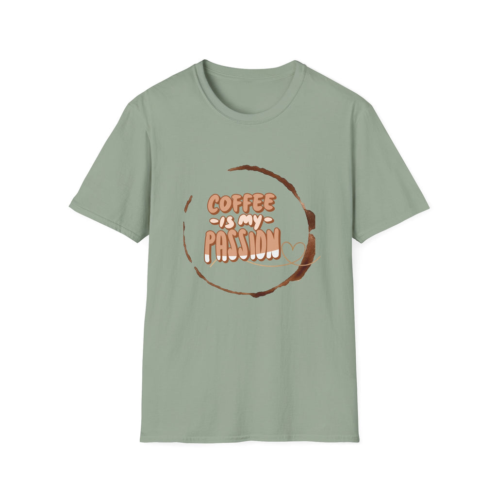 Coffee Is My Passion T-Shirt — Retro Coffee Stain Graphic Tee for Coffee Lovers