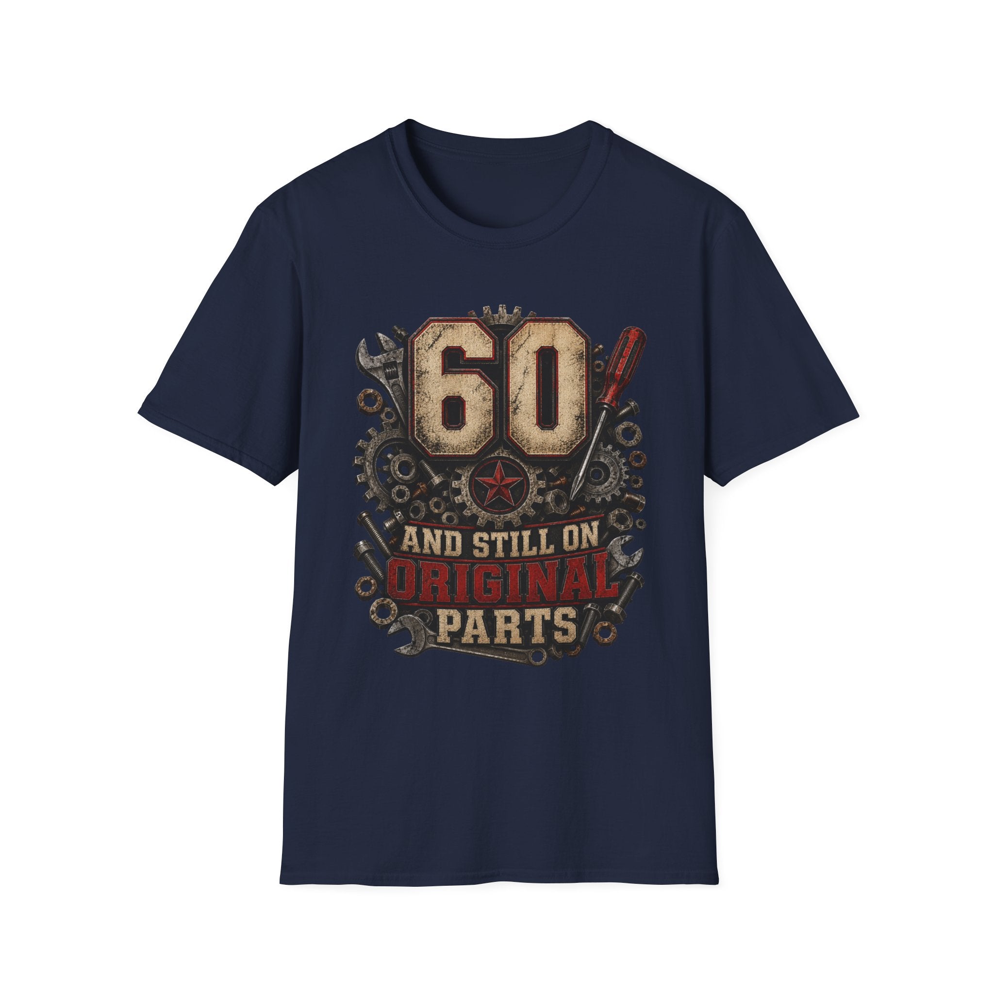 60th Birthday Mechanics T-Shirt — "60 and Still on Original Parts" Vintage Tool Design