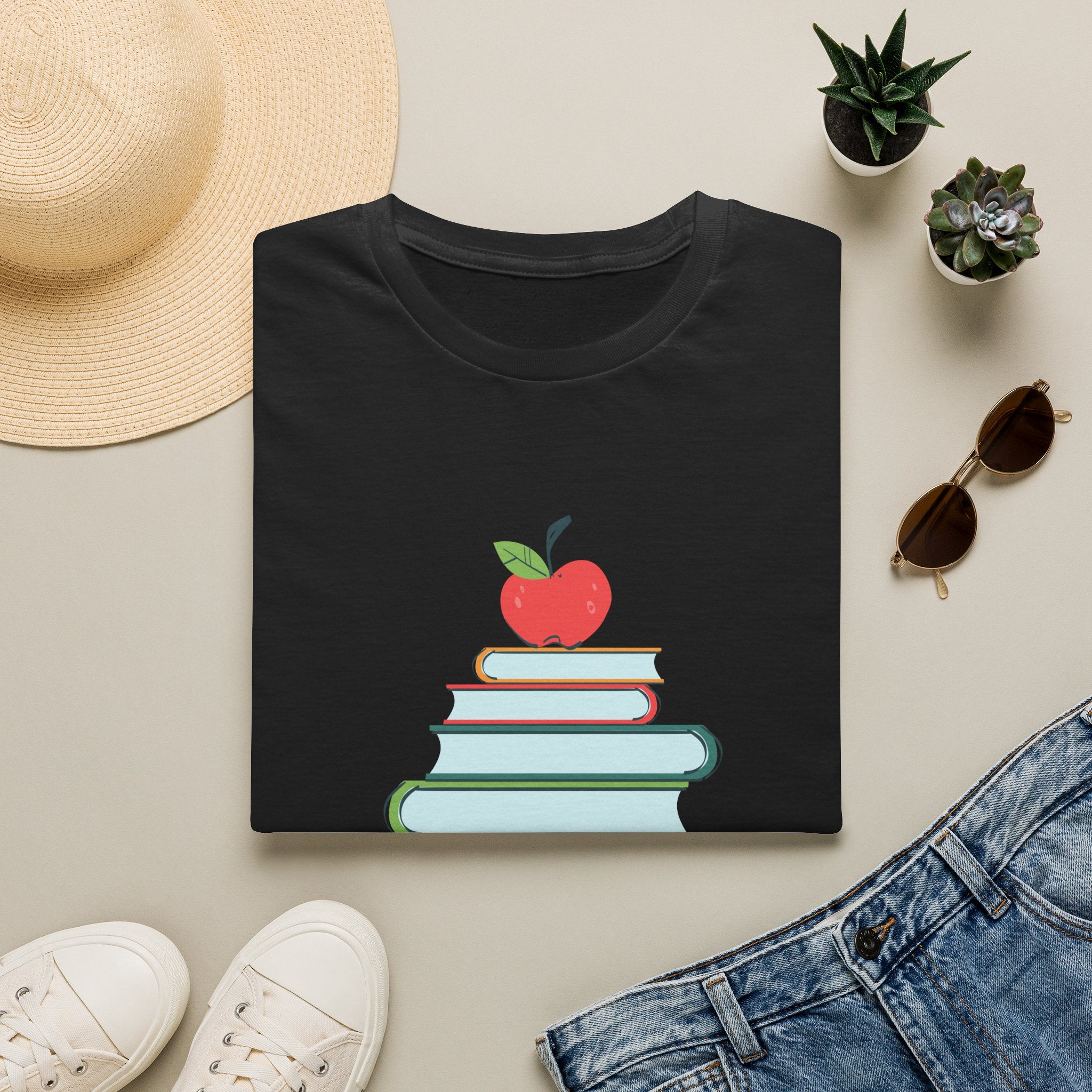 Teacher Apple & Books T-Shirt — Back to School Teacher Gift