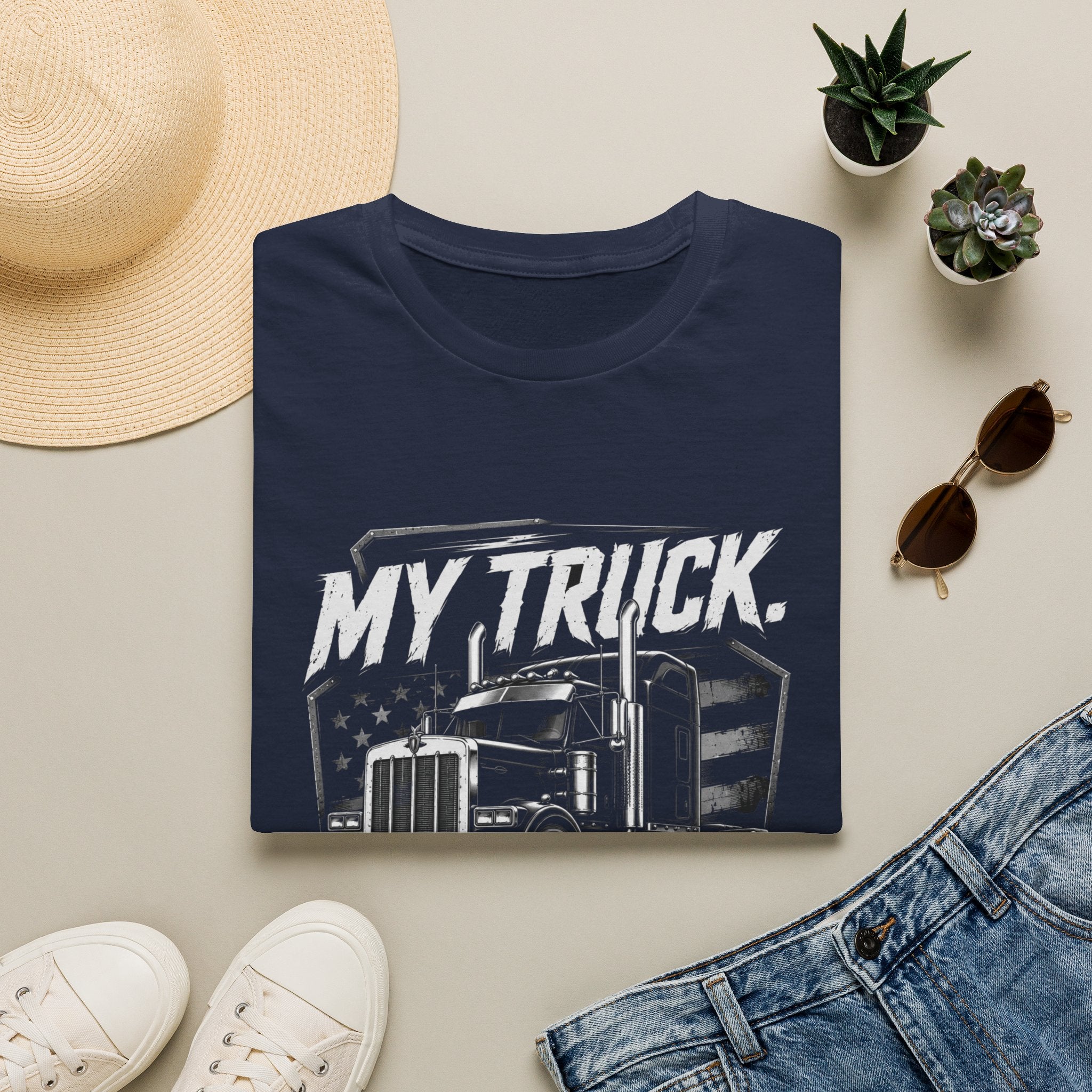 Trucker Tee — “My Truck. My Rules.” Graphic T-Shirt for Truck Drivers & Enthusiasts - American Truck Driver Vintage Design