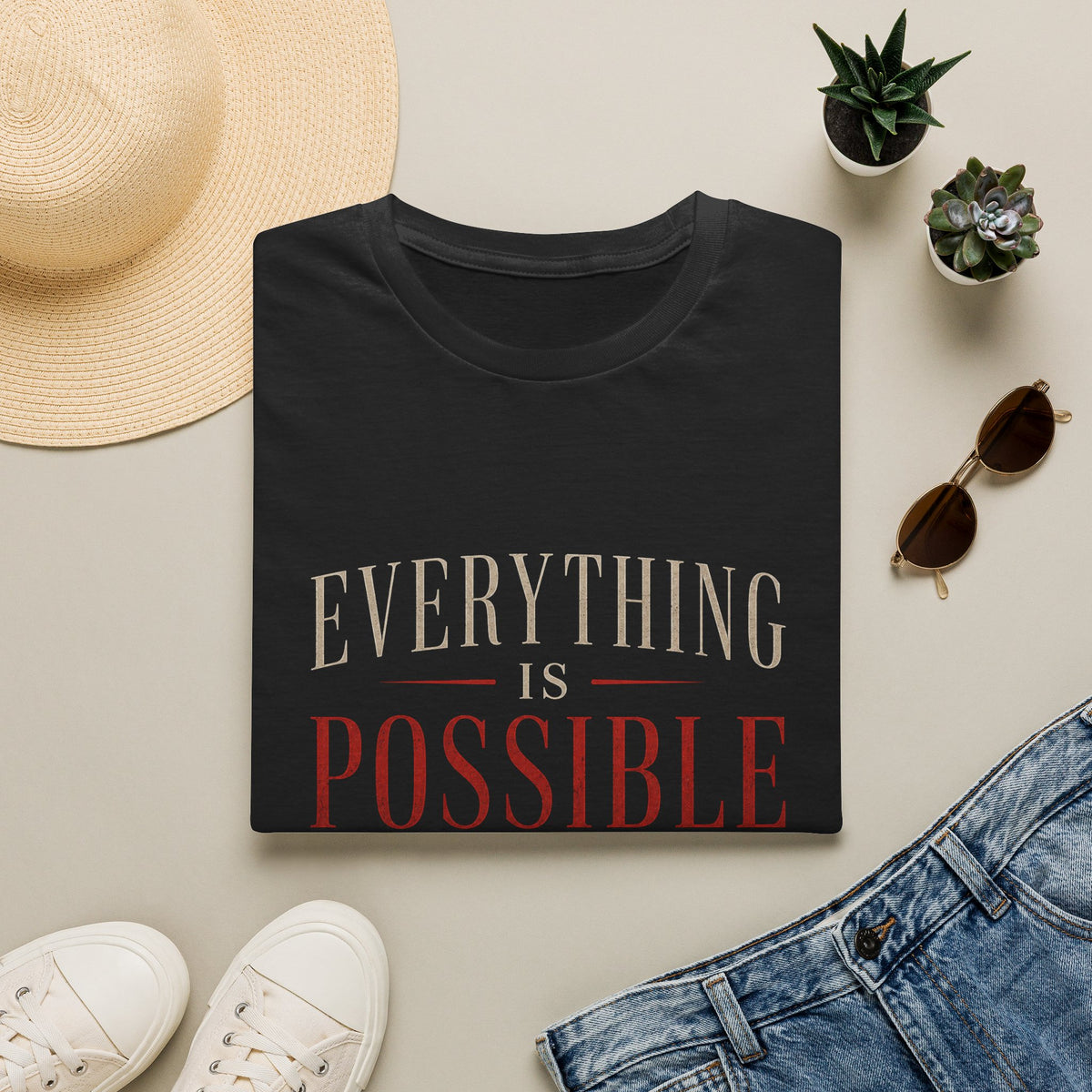 Everything Is Possible You Just Have to Want It T-Shirt | Inspirational Motivation Quote