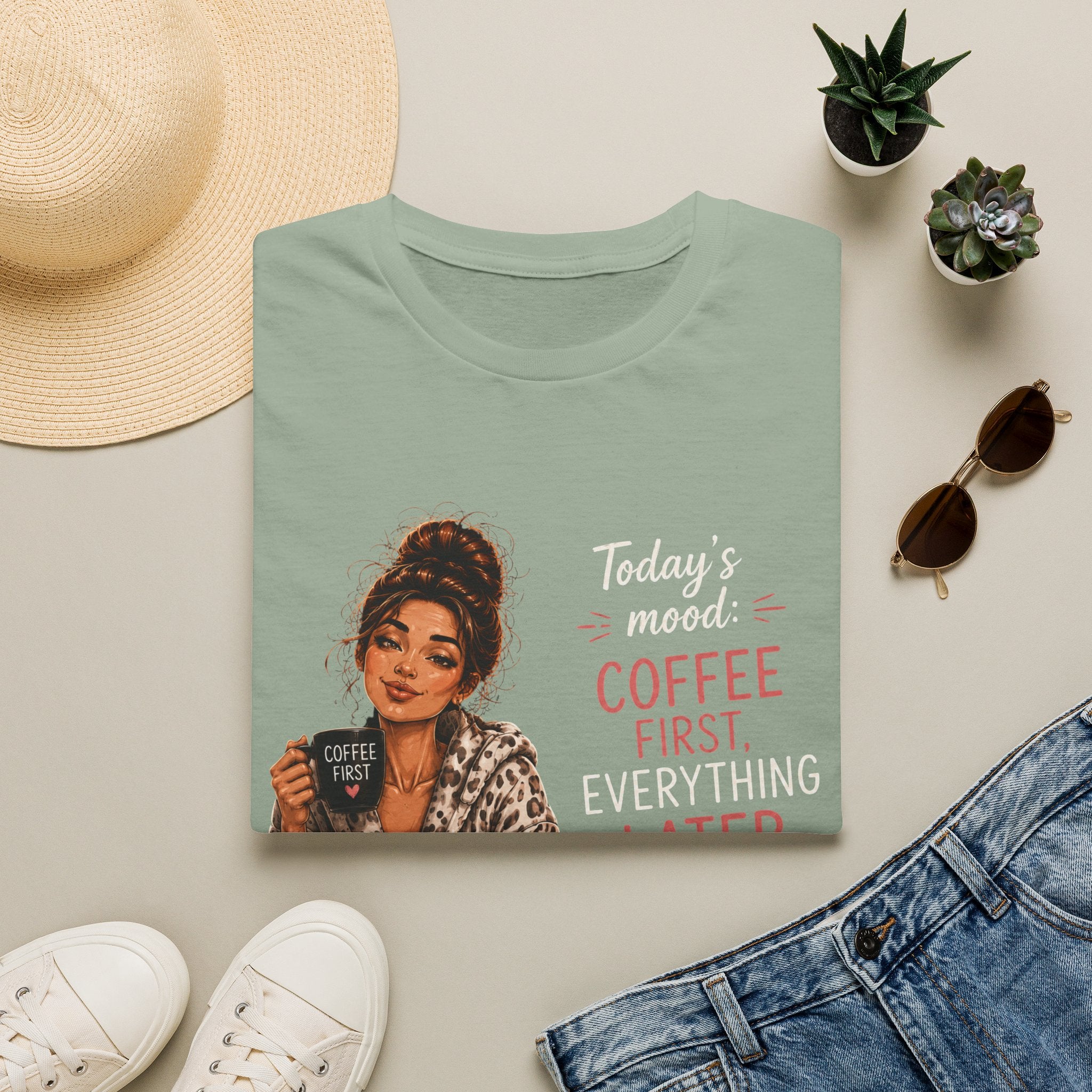 Coffee First T-Shirt — Today's Mood: Coffee First, Everything Later