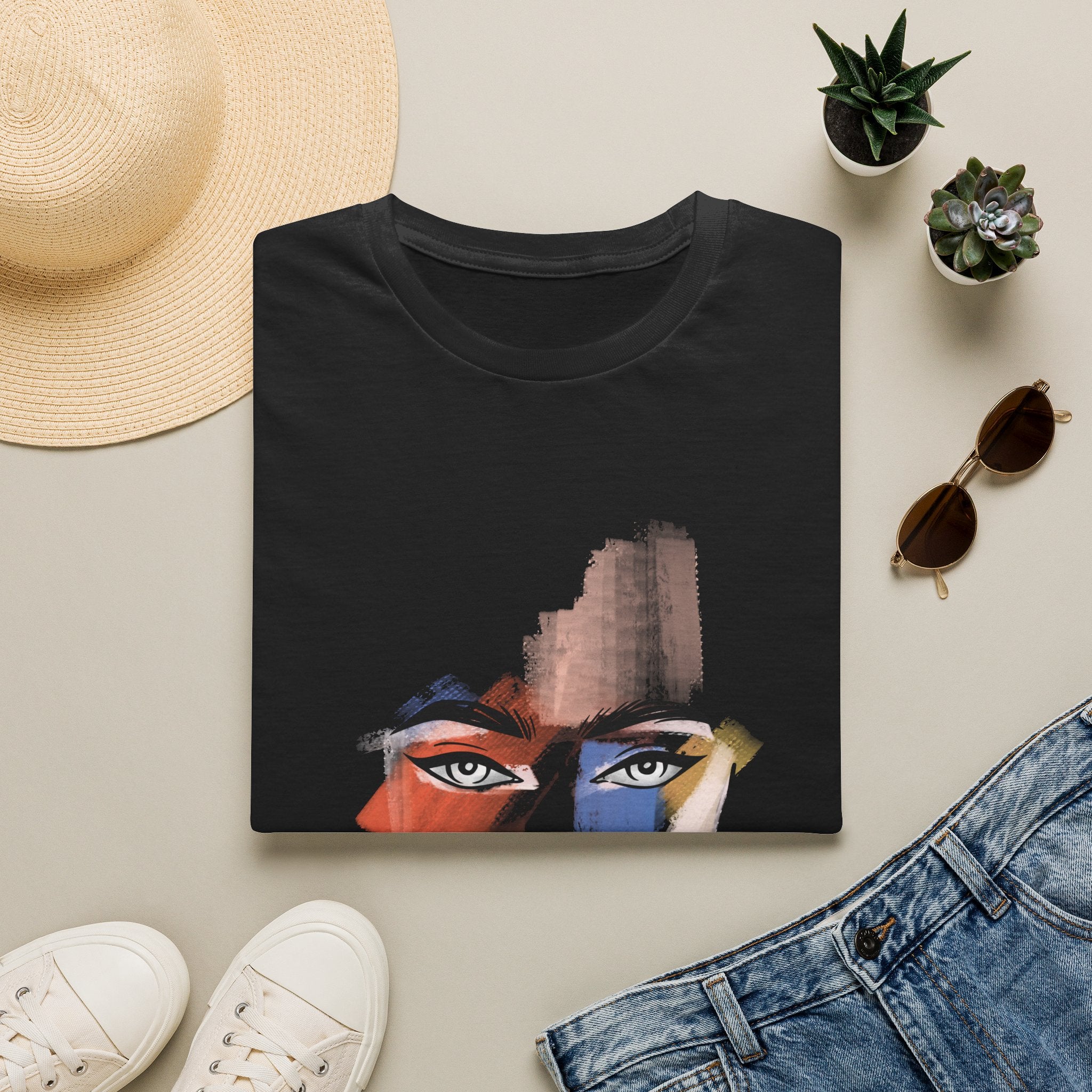 Abstract Painted Face T-Shirt — "Queen of Life" Artistic Graphic Tee