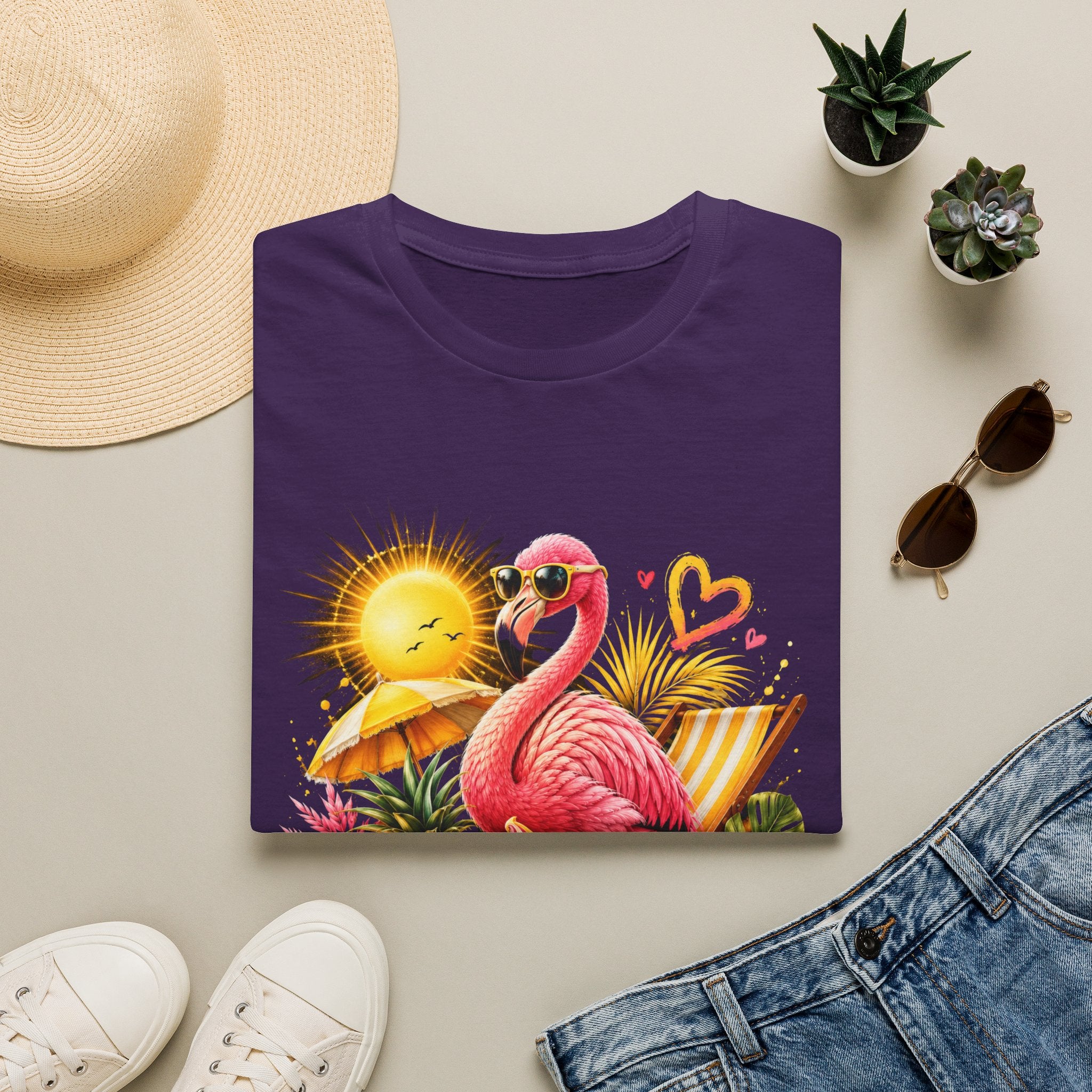 Summer Flamingo T-Shirt — Tropical Sunset Beach Graphic Tee