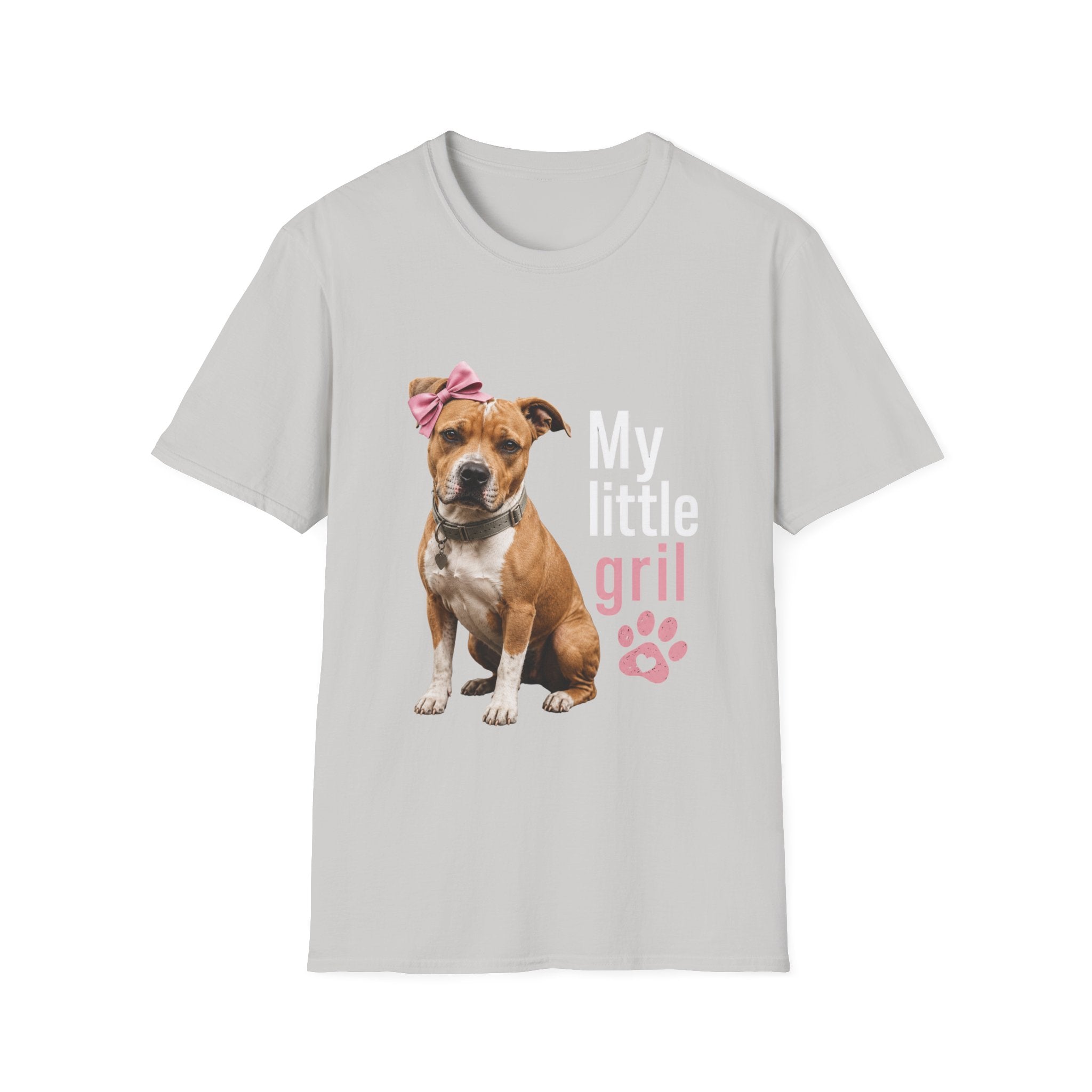 My Little Girl Dog T-Shirt — Cute Pet Mom Tee with Bow & Paw Print