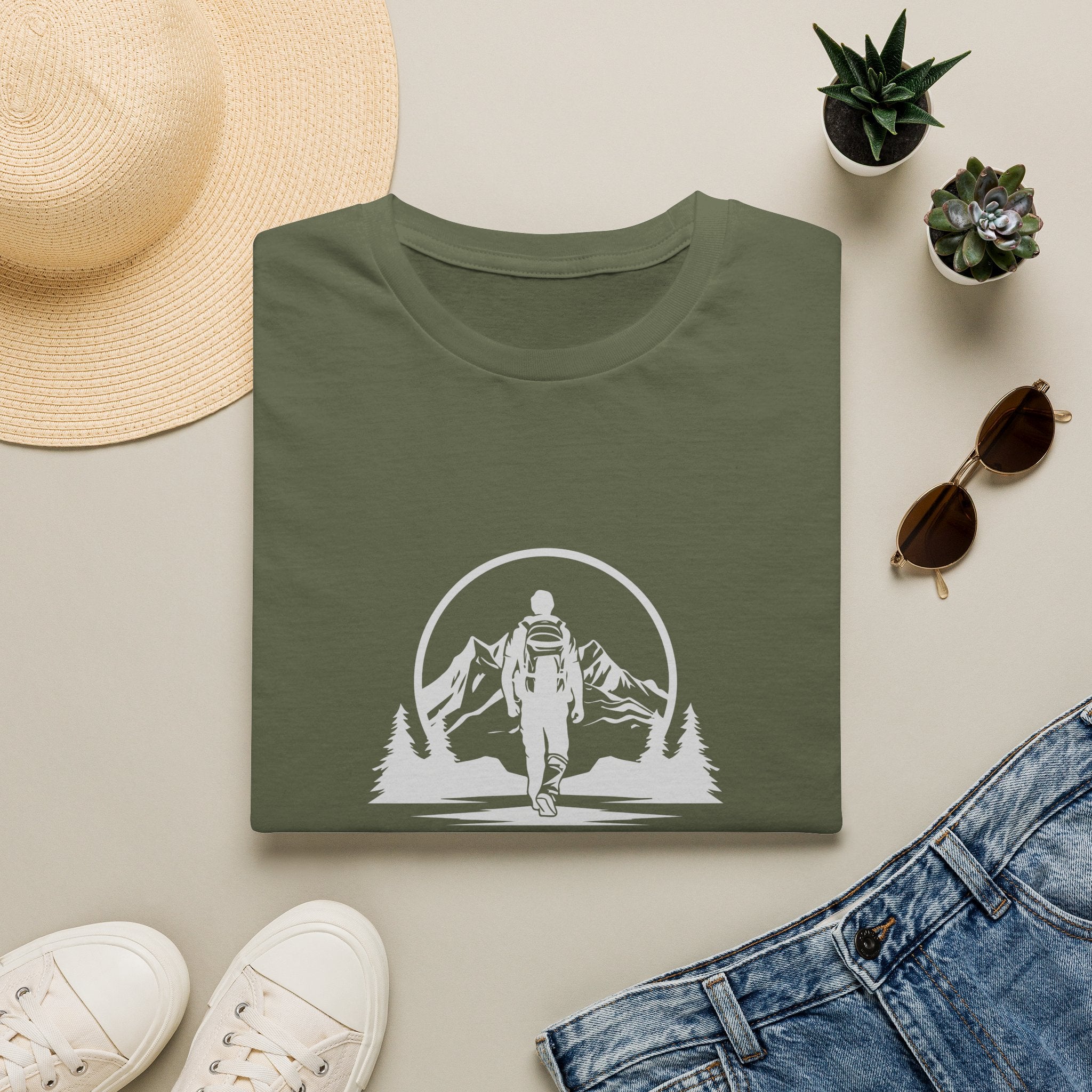 Astronaut Hiking T-Shirt — “The Mountains Are Calling” Adventure Tee