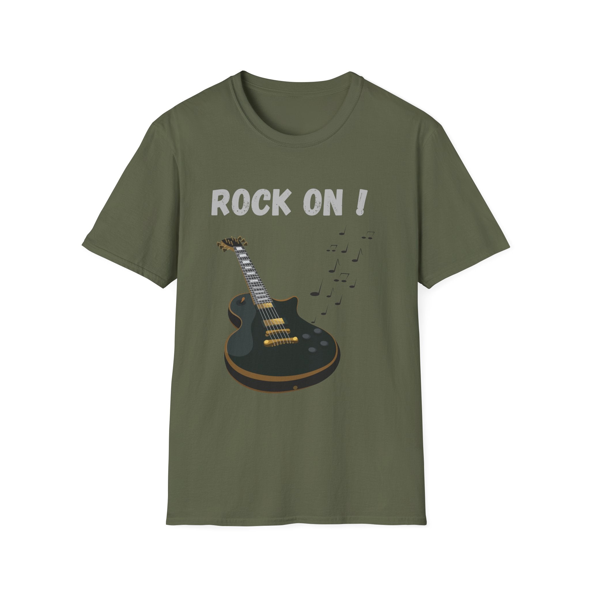 Rock On Guitar Music Lover Design | Electric Guitar Rock Fan Graphic  — Music Lover Graphic Tee