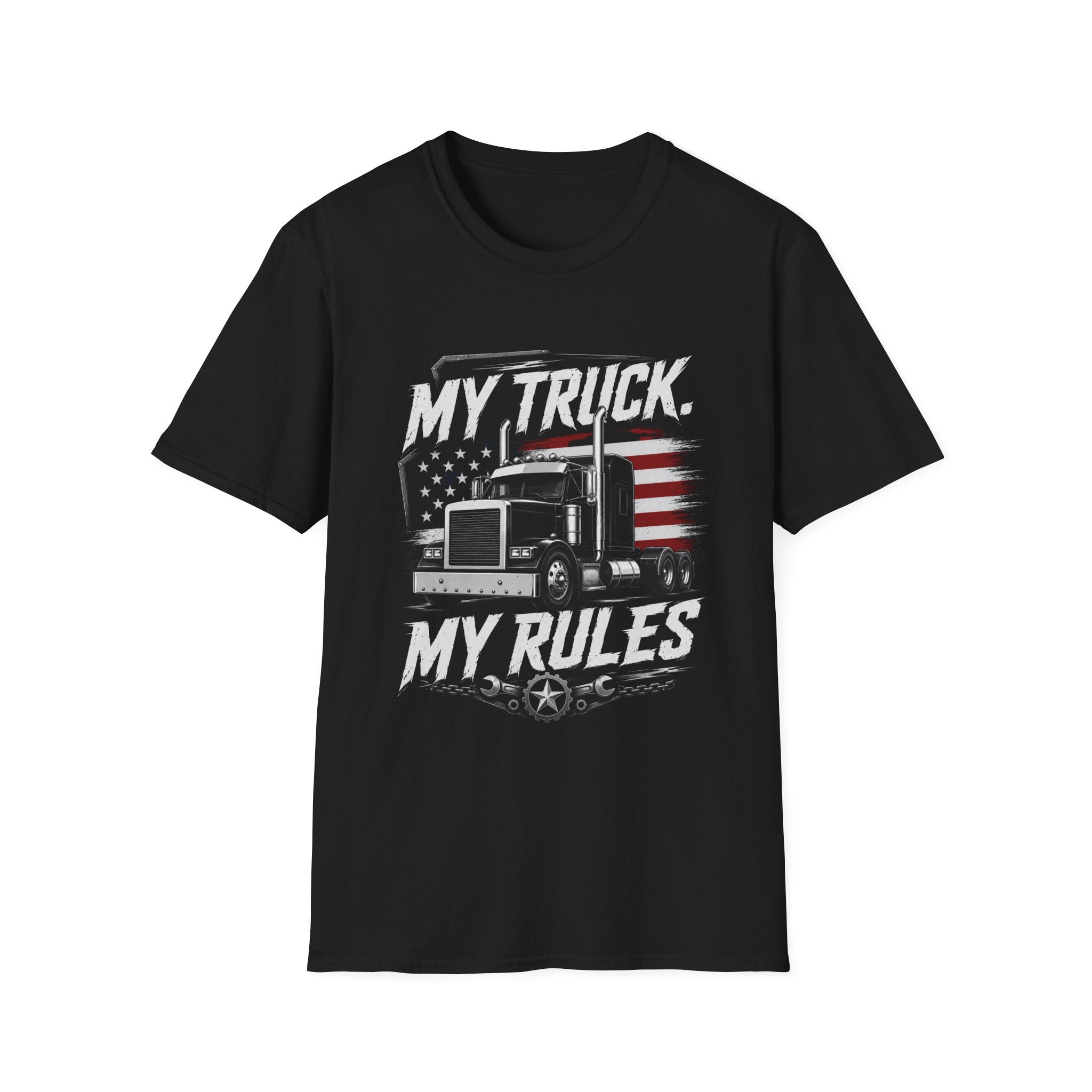 My Truck My Rules T‑Shirt — Patriotic Semi Truck Driver Tee - American Truck Driver Vintage Design