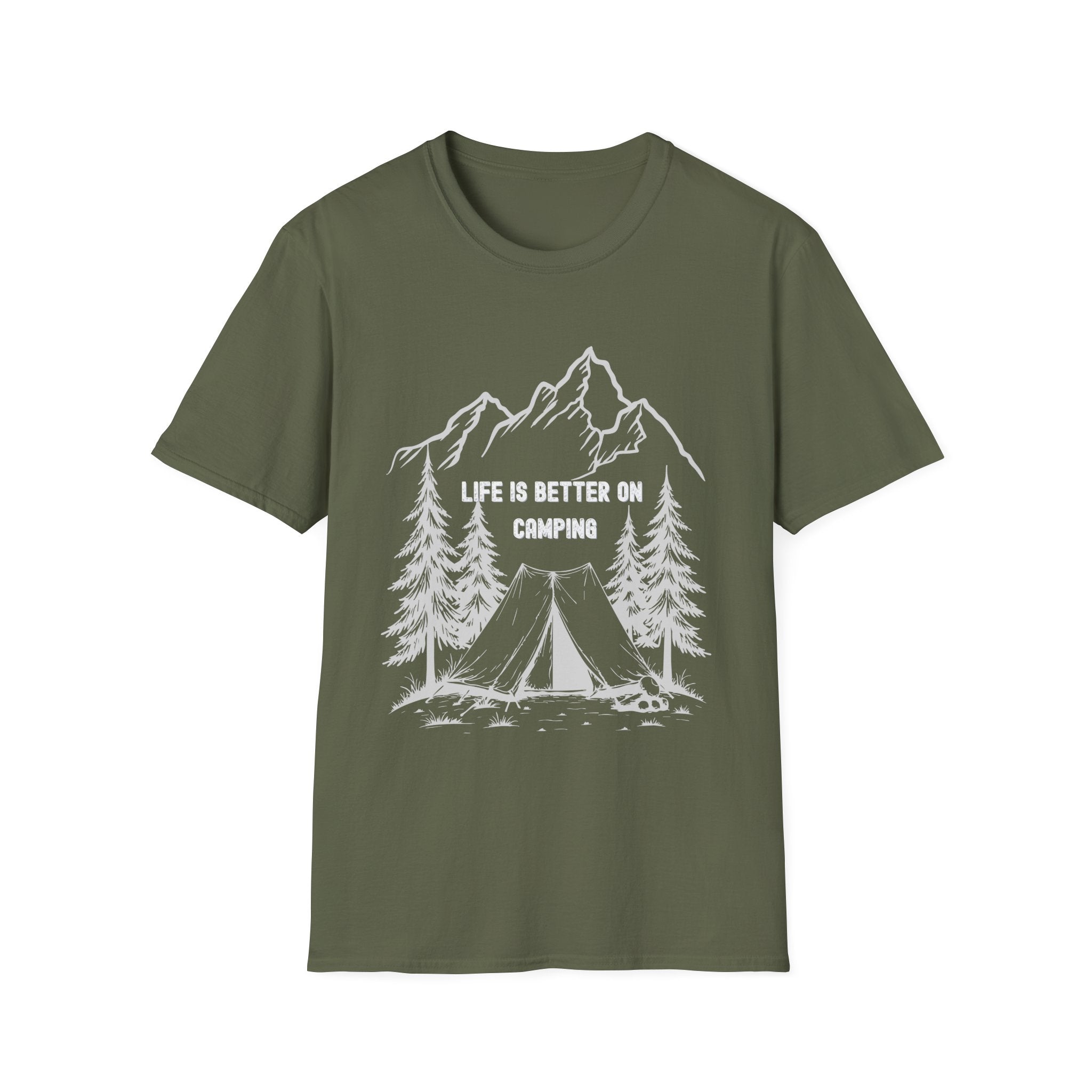 Camping T-Shirt - "Life Is Better On Camping" Mountain & Tent Graphic