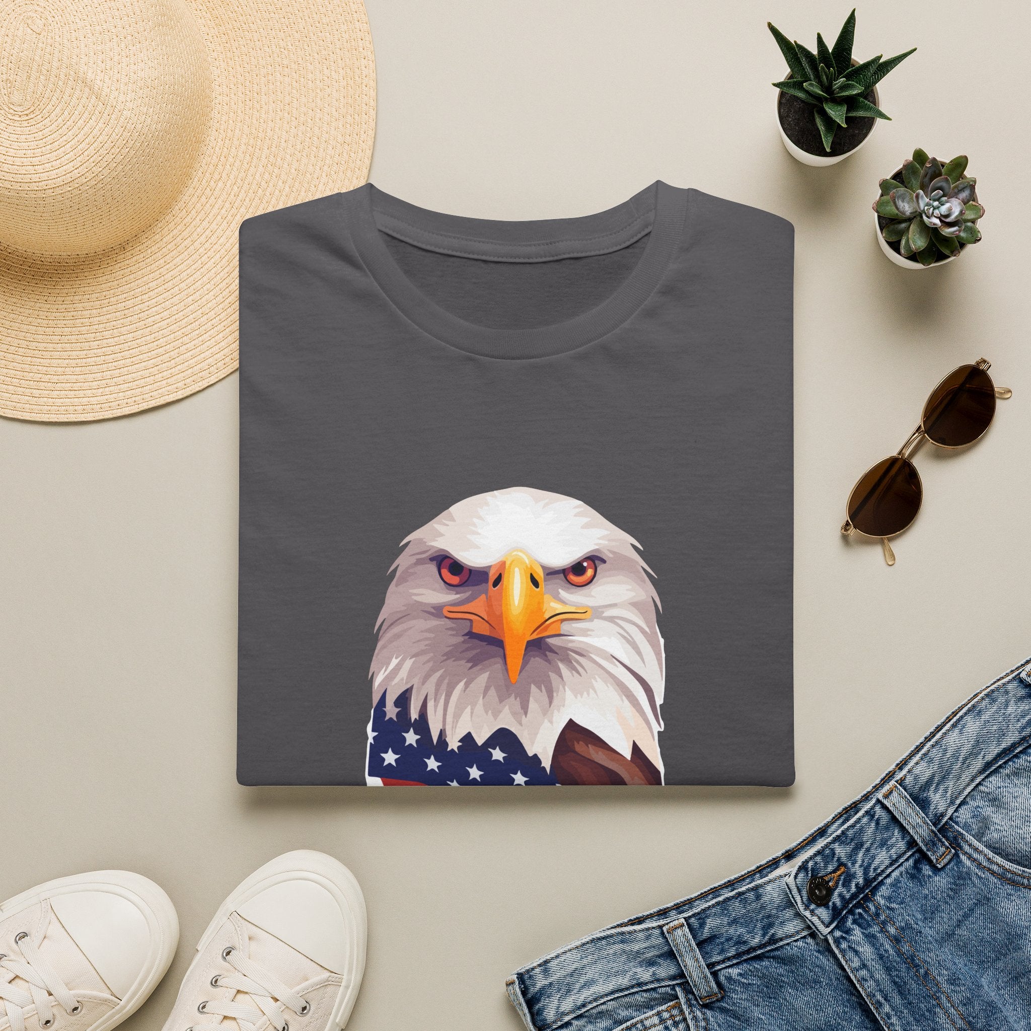 Eagle Head American Flag T-Shirt — Patriotic Bald Eagle Tee