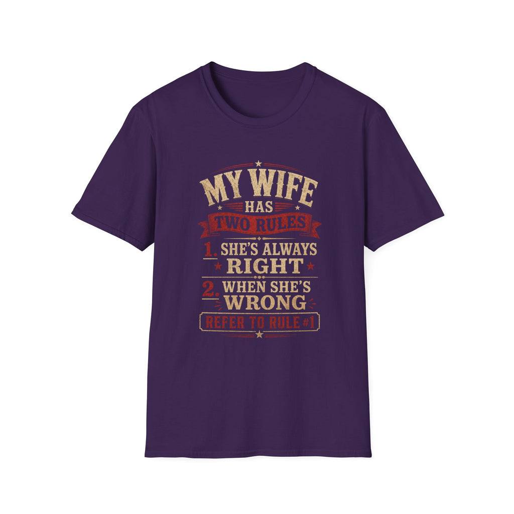 “My Wife Has Two Rules” Funny Couples Humor Tee -  Funny Marriage Humor Vintage Design