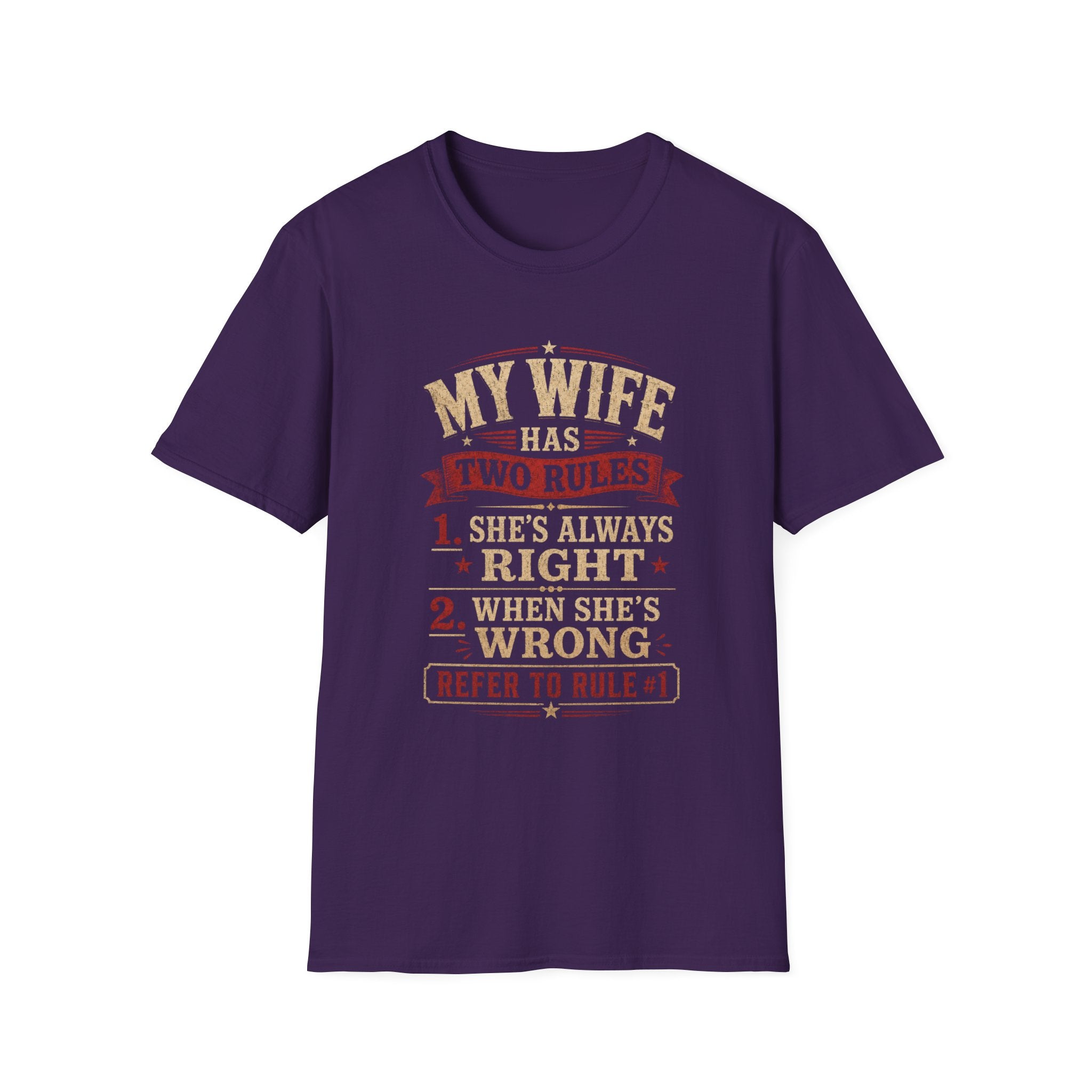 “My Wife Has Two Rules” Funny Couples Humor Tee -  Funny Marriage Humor Vintage Design