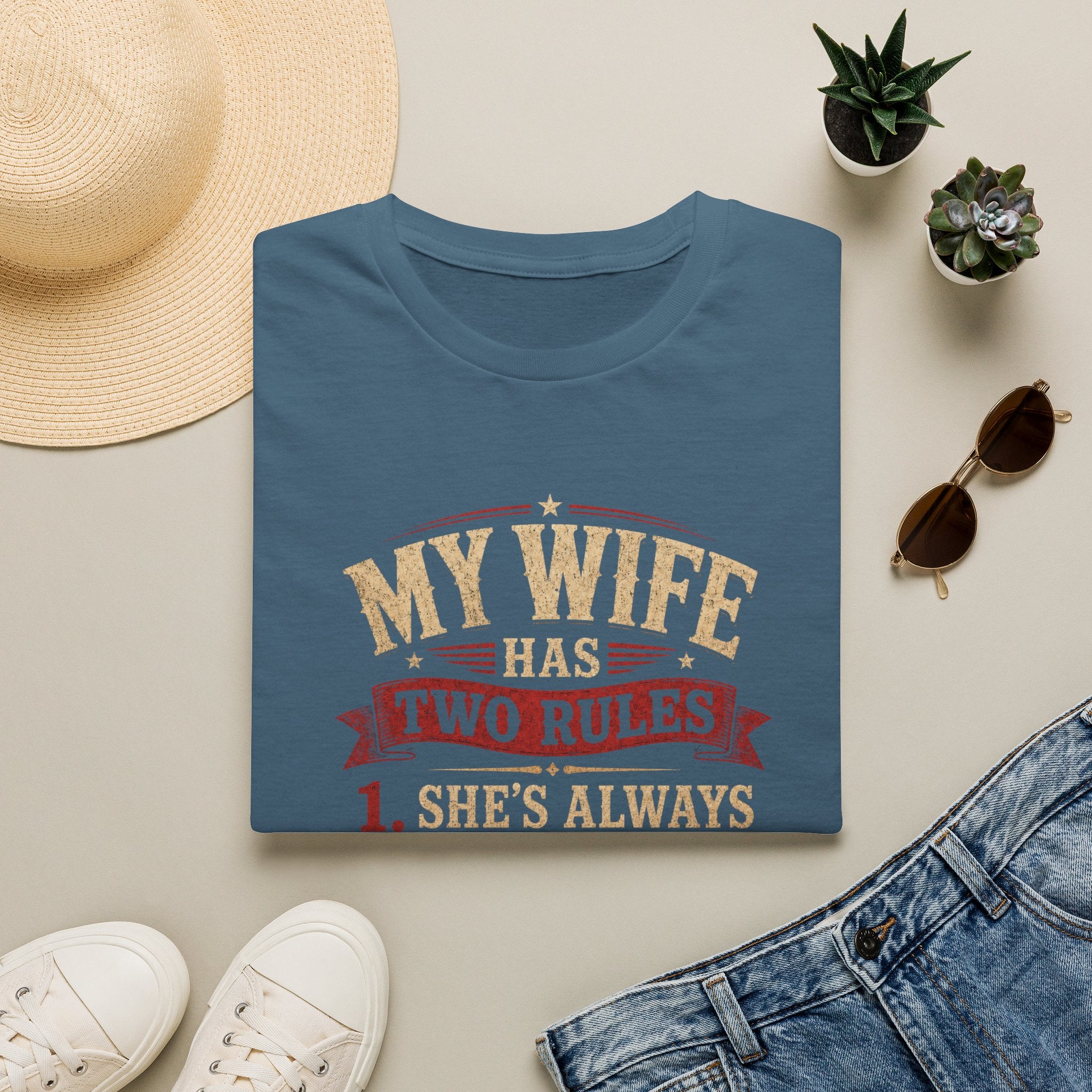 “My Wife Has Two Rules” Funny Couples Humor Tee -  Funny Marriage Humor Vintage Design