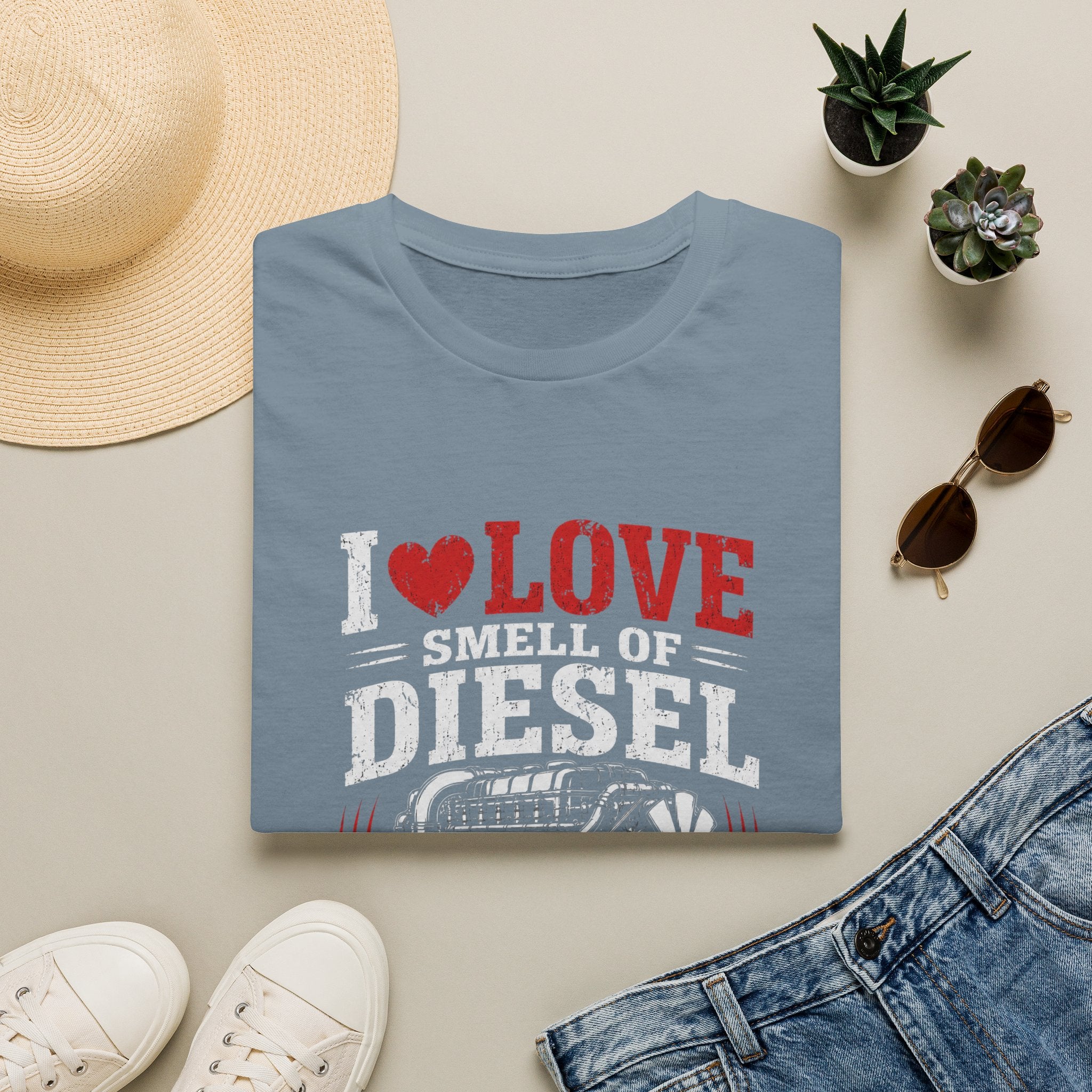I Love The Smell Of Diesel T-Shirt — Vintage Truck Engine Tee - Diesel Truck Enthusiast Design